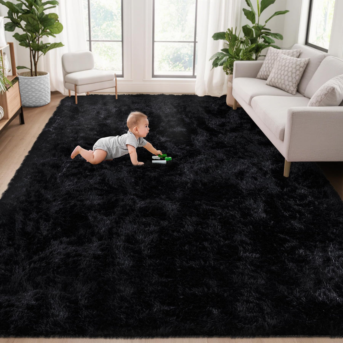 8x10 Area Rugs for Living Room: Fluffy Shag Soft Washable Rug Large Fuzzy Plush Indoor Carpet for Bedroom Nursery Playroom Kids Girls Boys Room (Camel, 8'x10')