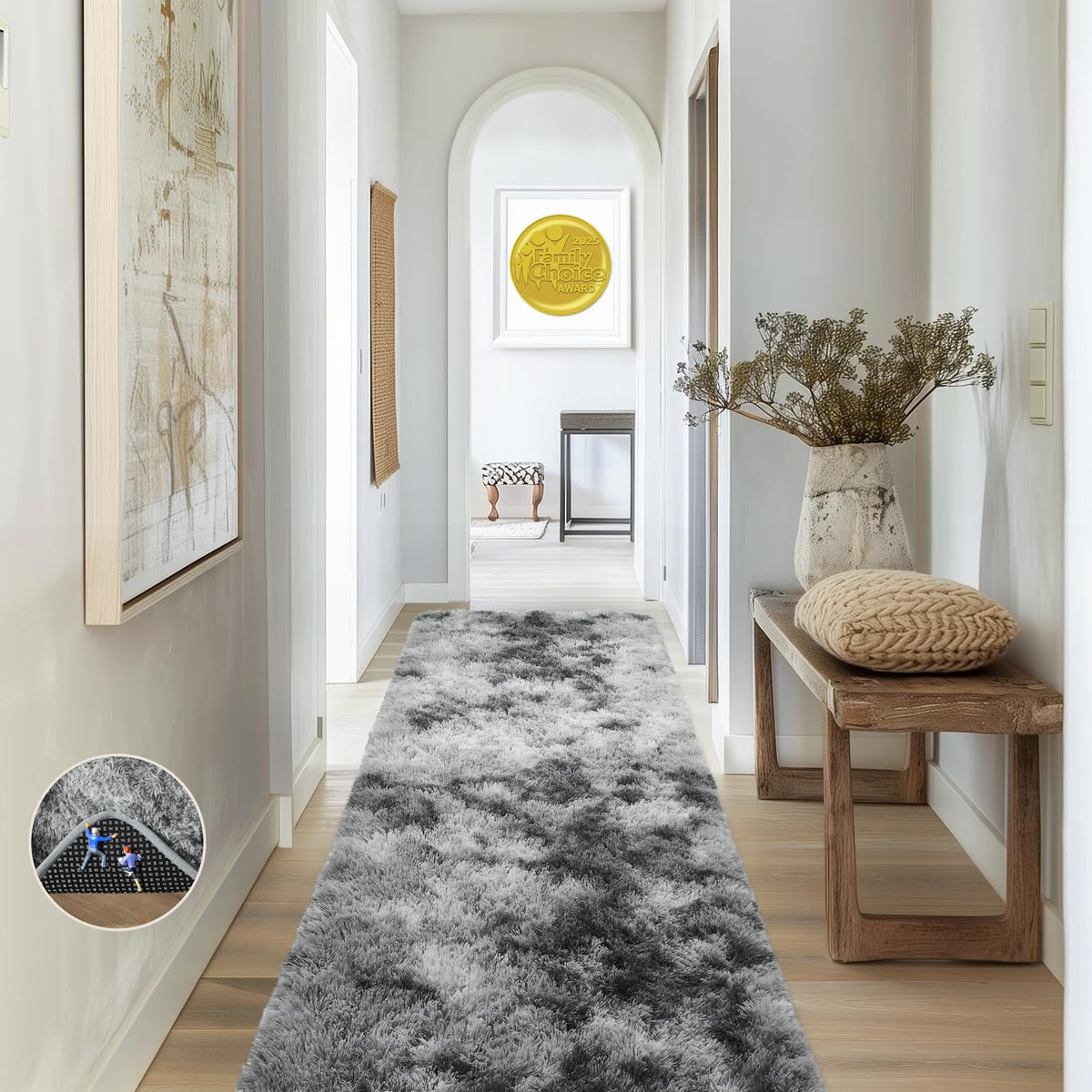Ophanie 8x10 Area Rugs for Living Room, Washable Non-Slip Fluffy Soft Large Shag Bedroom Carpet, Ivory Big Indoor Nursery Rug, Carpets for Boy and Girls Room Dorm Decor with Over 99 pcs Pile fibers