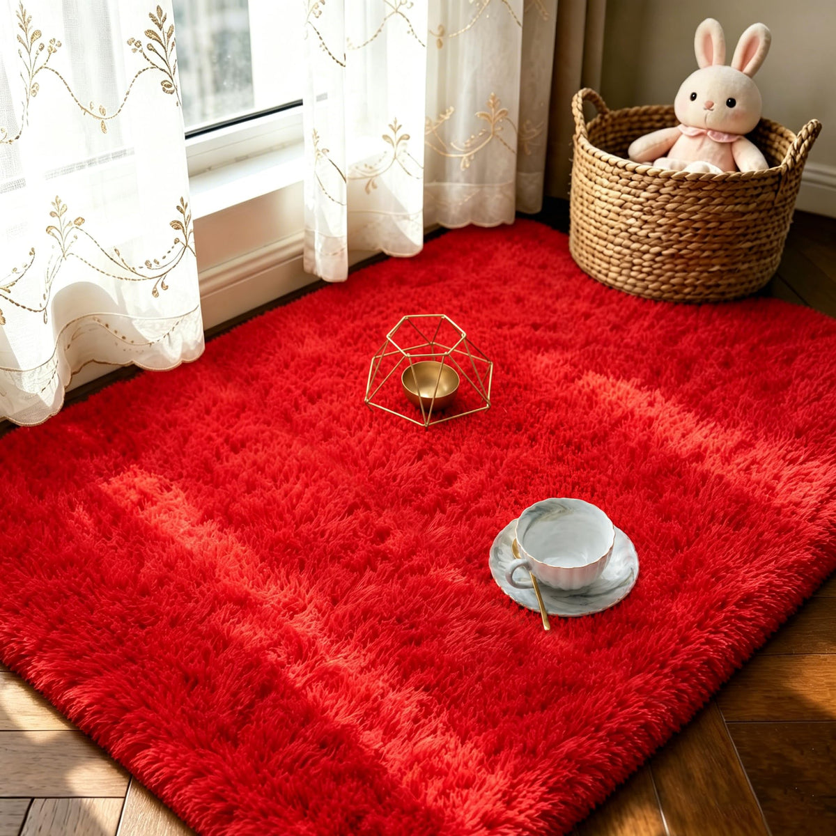 LOCHAS Area Rugs Fluffy Living Room Carpets for Kids Bedroom 6x9, Cream