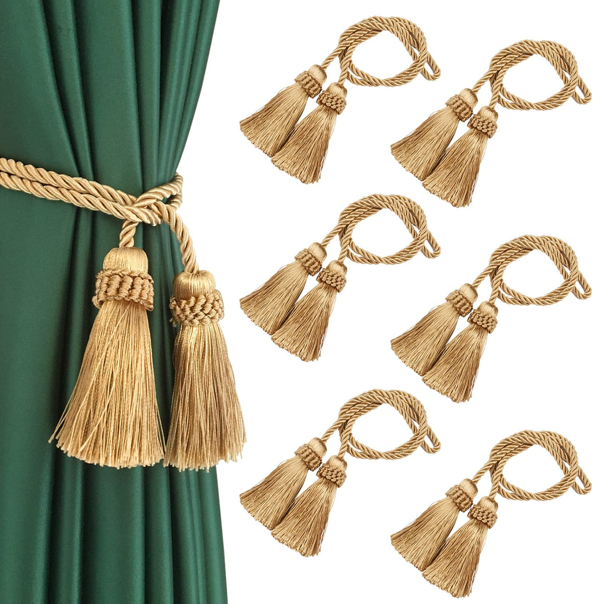 Curtain Tiebacks Handmade Curtain Holdbacks Rope with Tassel