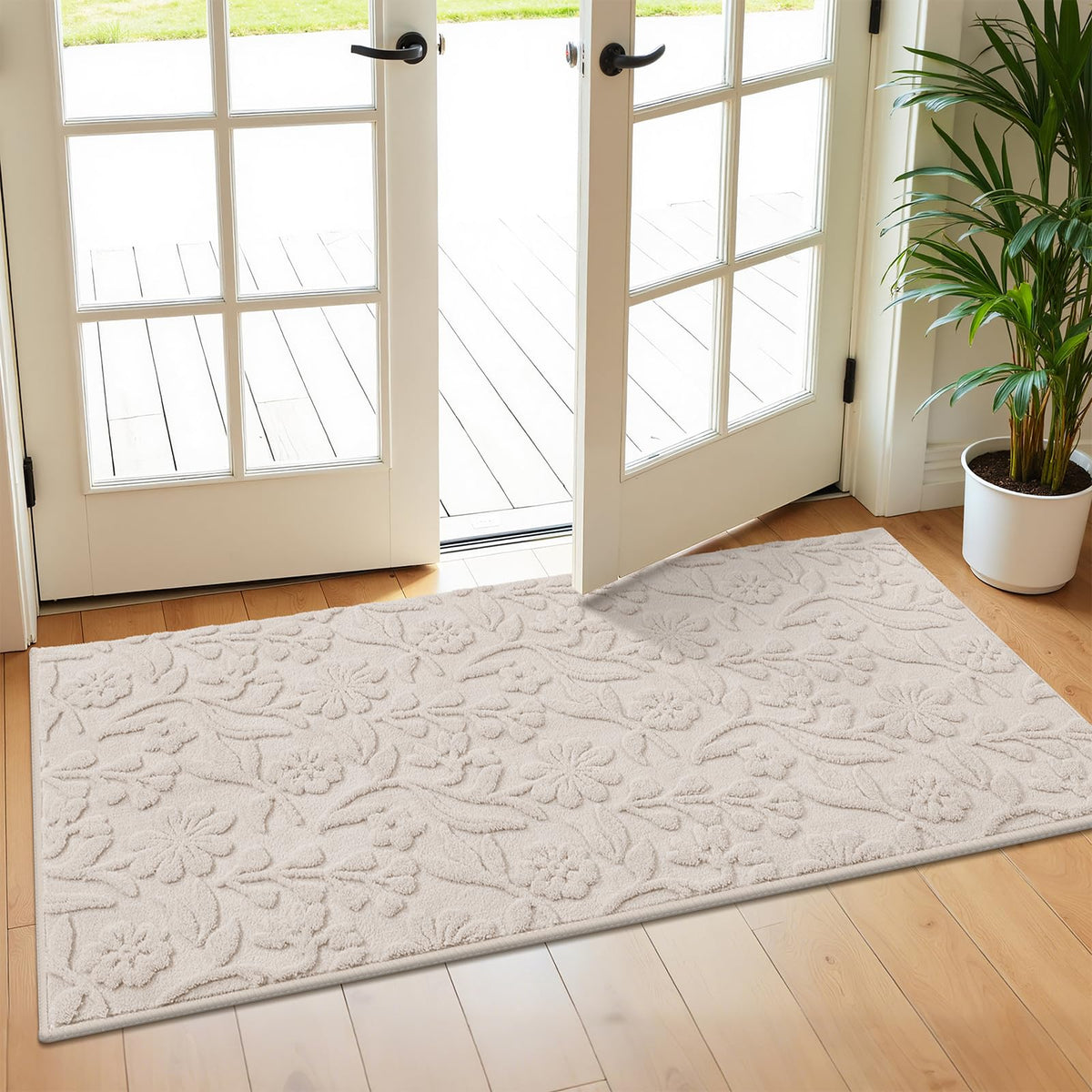Vaukki 8x10 Area Rug for Living Room, Beige Throw Carpet for Bedroom