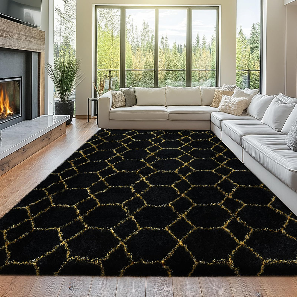 Topmaxcs Fluffy 8x10 Area Rug for Living Room – Grey Shag Plush Rugs