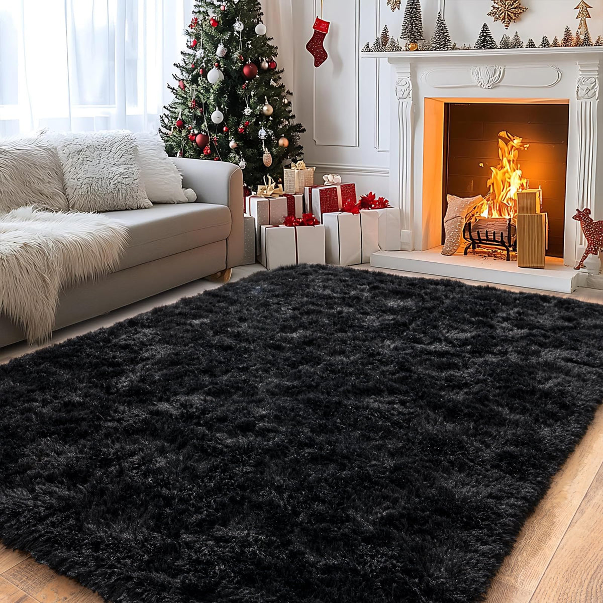 Pionblank 8x10 Rug for Living Room, Fluffy Large Area Rug, Cream White