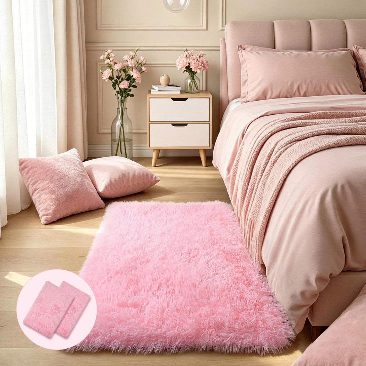 KICHOWUA 4x6 Fluffy Fuzzy Kids Shag Rainbow Rug for Girls Bedroom Playroom