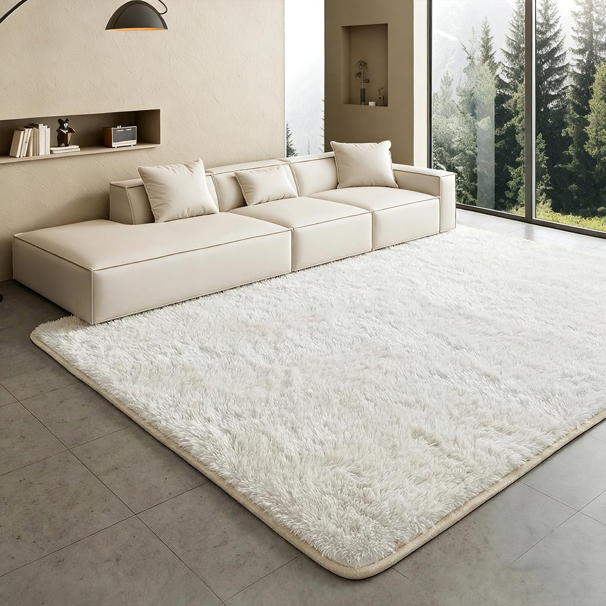 ThreadGlobe Premium Shag Area Rug 8'x10', Beige Ultra Plush Rugs for Living Room, Non-Slip Carpet for Bedroom & Nursery Rooms, Smooth Touch Luxurious Floor Decor, Beige, 8x10 Ft