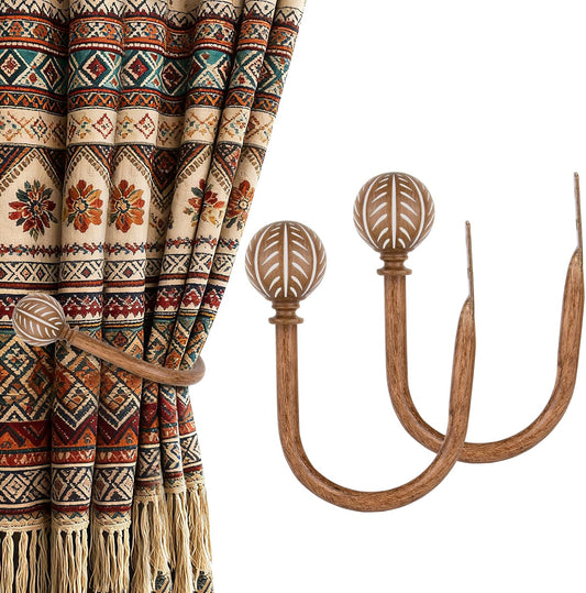 KAMANINA Wood Curtain Holdbacks 2pcs Small
