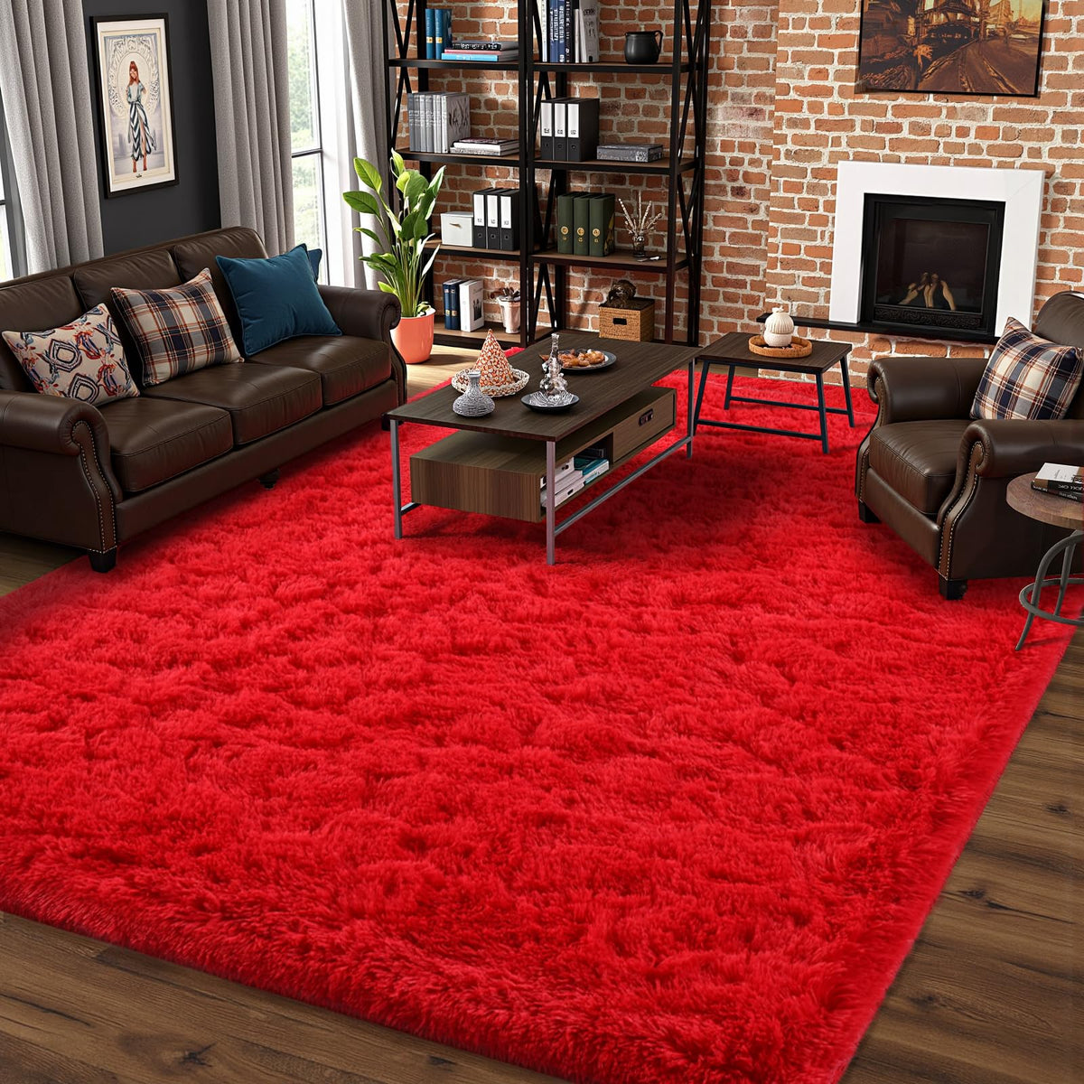 Orange 8x10 Area Rugs for Living Room Bedroom, Soft Plush Fluffy Large Rug