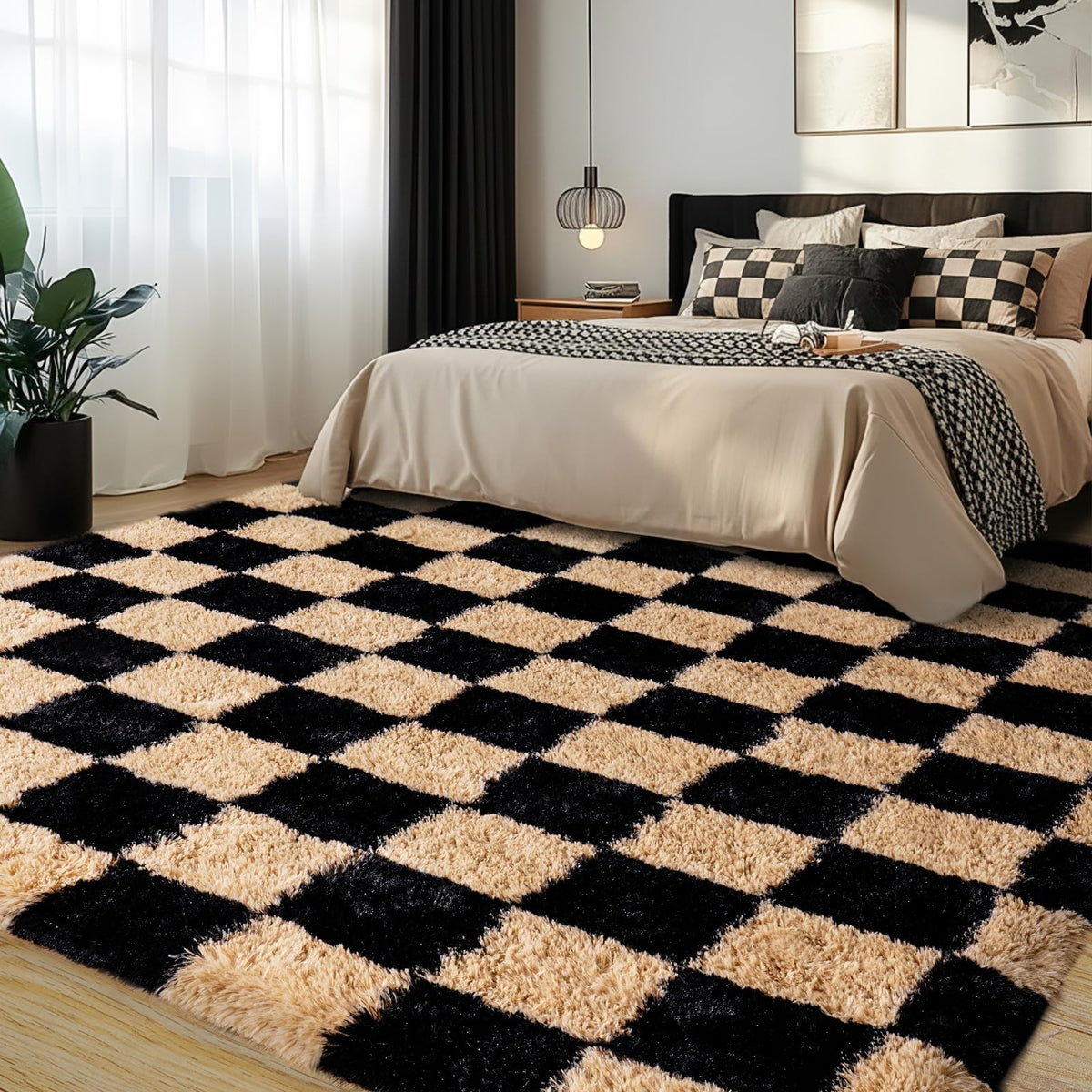 Large 8x10 Area Rugs for Living Room, Tie-Dyed Yellow Soft Shag Rug