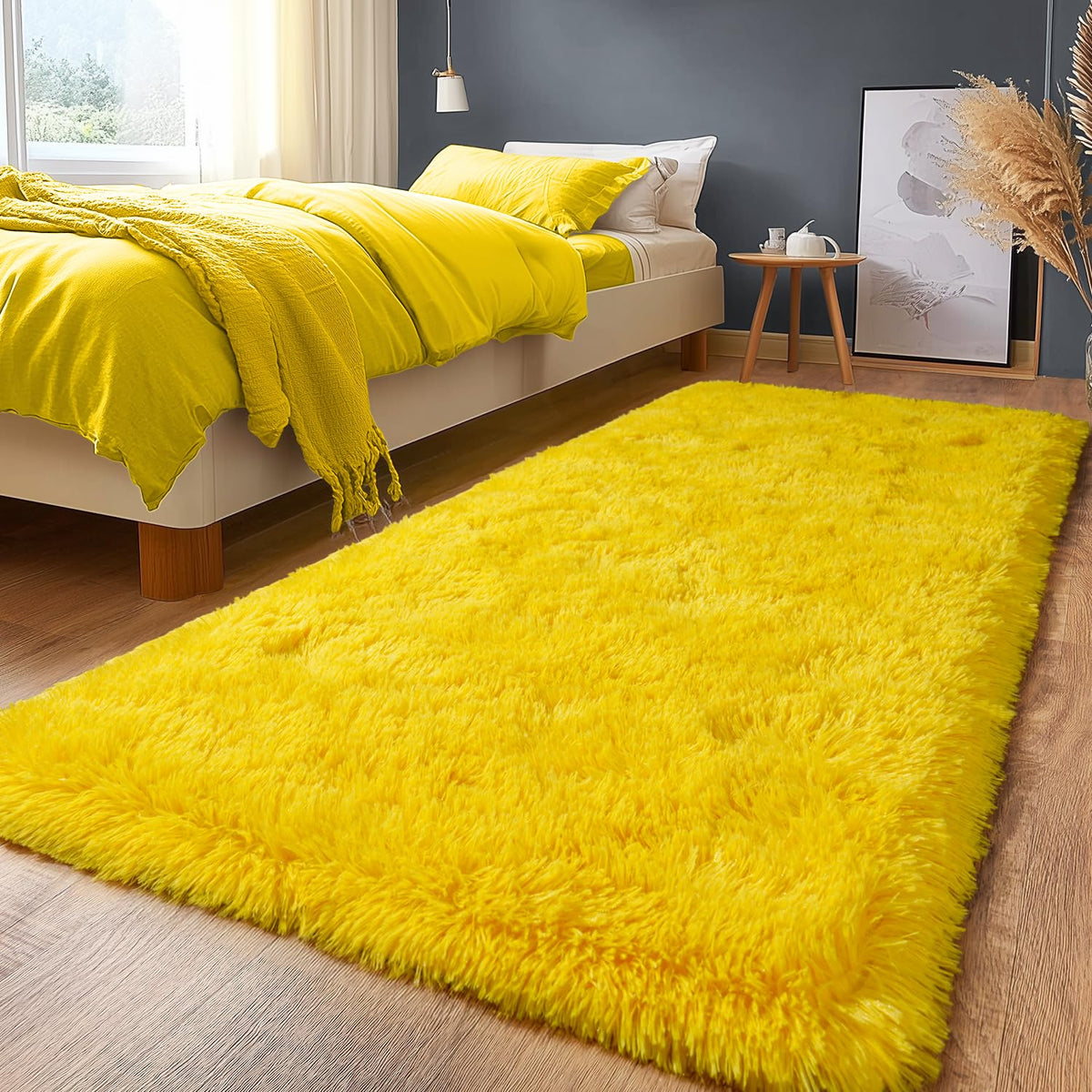 8x10Ft Soft Shaggy for Living Room, High Pile Fluffy Rugs Blush Area Rug