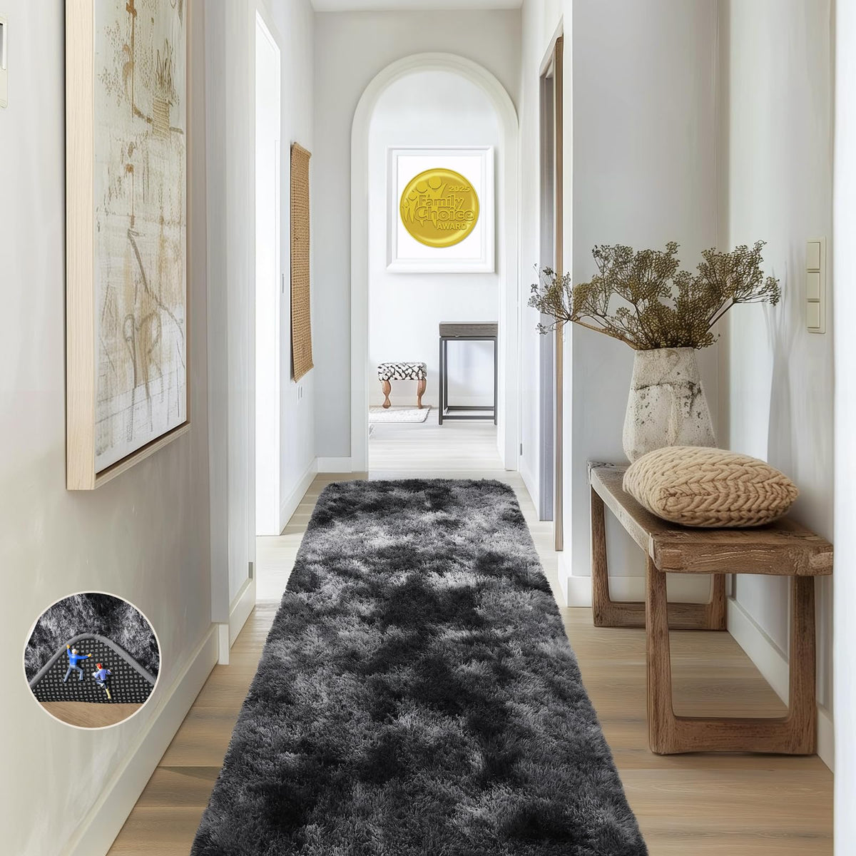 Ophanie 8x10 Area Rugs for Living Room, Washable Non-Slip Fluffy Soft Large Shag Bedroom Carpet, Ivory Big Indoor Nursery Rug, Carpets for Boy and Girls Room Dorm Decor with Over 99 pcs Pile fibers