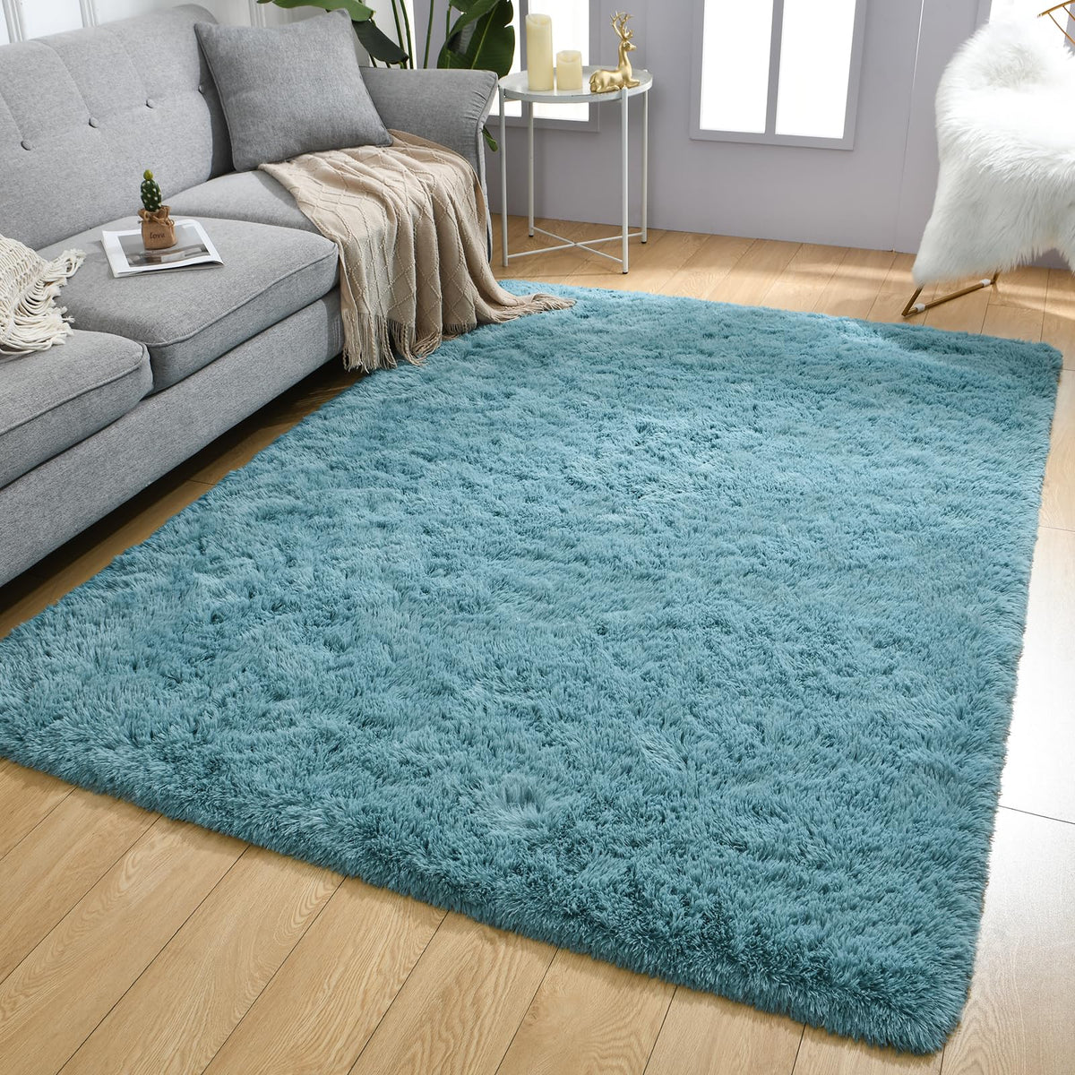 Merelax Soft Modern Indoor Large Shaggy Rug for Livingroom Bedroom Dorm Kids Room Home Decor, Non-Slip Plush Fluffy Furry Fur Area Rugs Comfy Nursery Accent Floor Carpet 9x12 Feet, Black