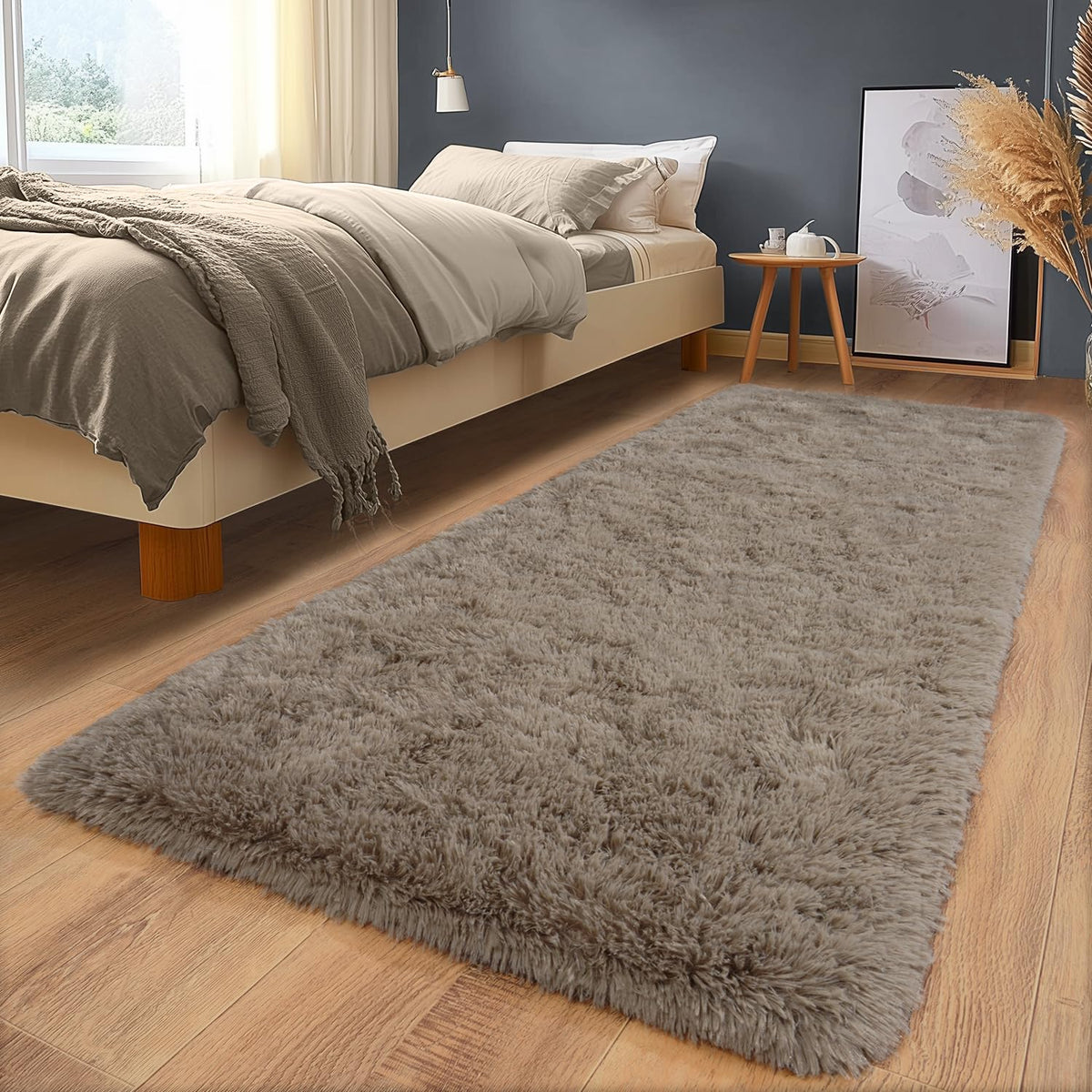 8x10Ft Soft Shaggy for Living Room, High Pile Fluffy Rugs Blush Area Rug