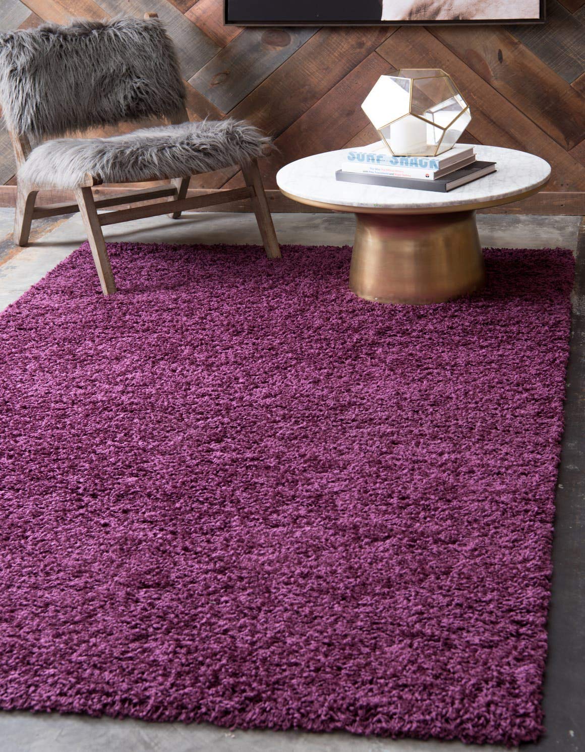 Unique Loom Solid Shag Collection Area Rug (8' x 10' Rectangle, Sandy Brown)