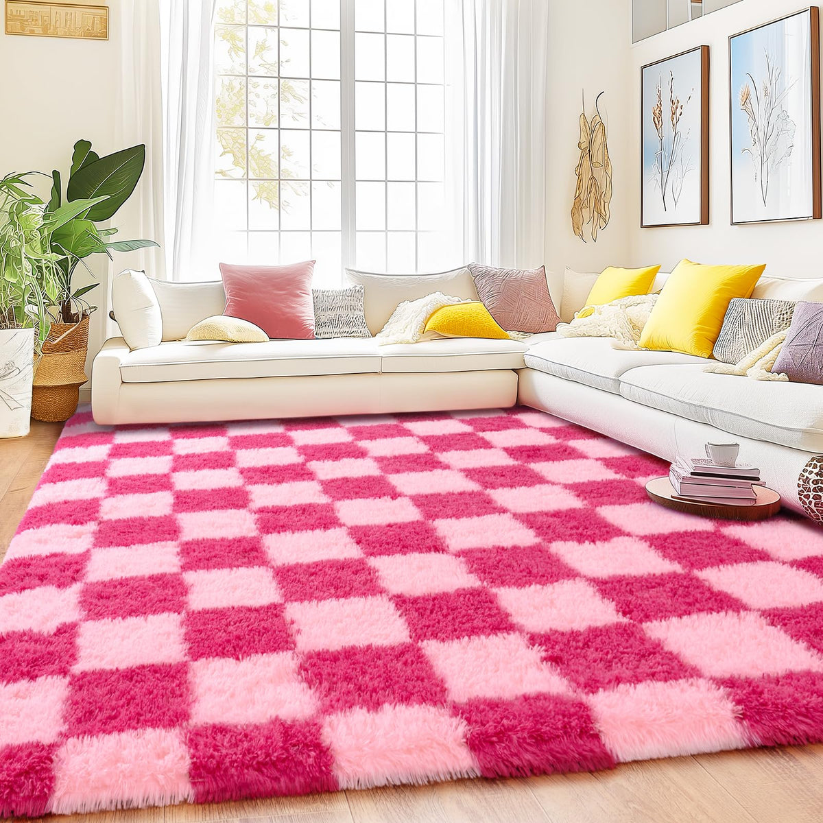 8x10 Area Rugs for Living Room, Large Ultra Fluffy Fuzzy Shag Rug for Bedroom, Modern Plush Soft High Pile Upgrade Non-Slip Carpet for Kids Girls and Boys Room Decor, Tie-Dyed Blue Grey