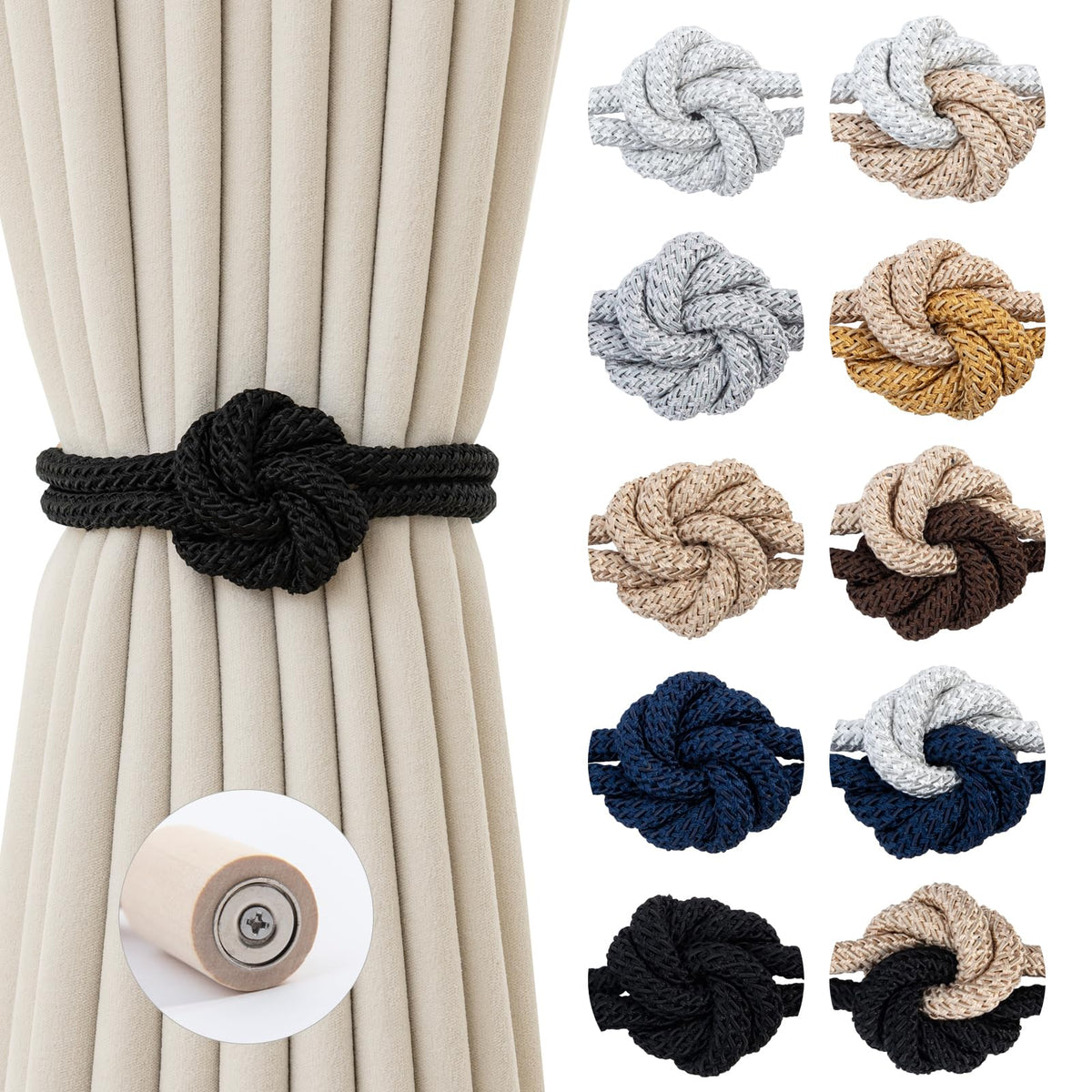 Magnetic Curtain Tiebacks Holdbacks Rope Curtain Tie Backs Outdoor Contoeey