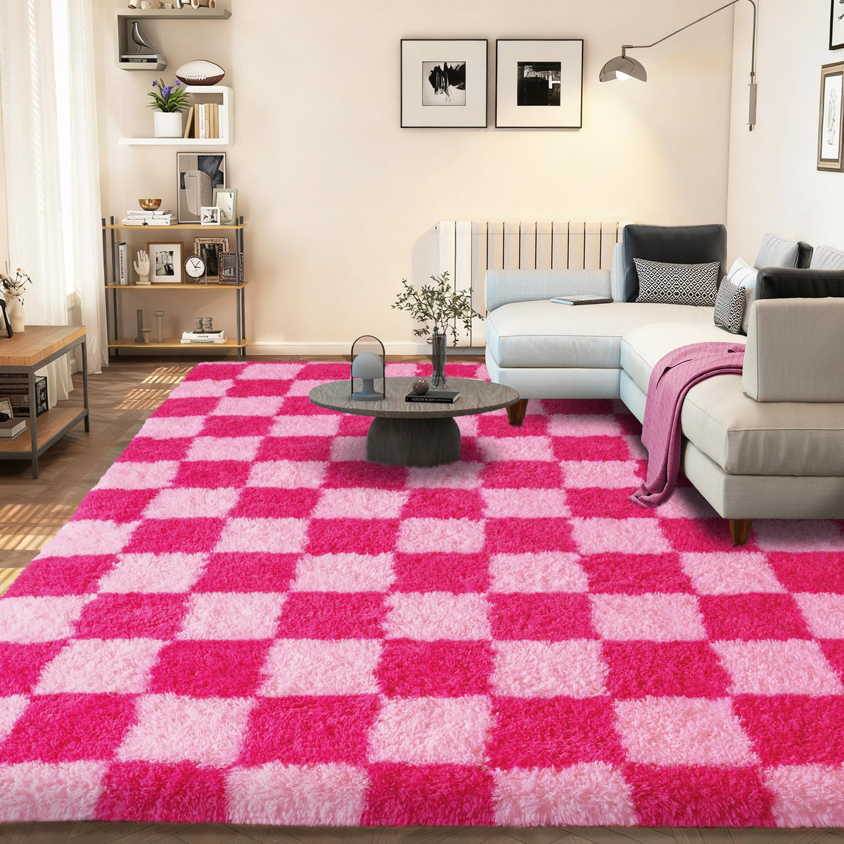 Large 8x10 Area Rugs for Living Room, Tie-Dyed Yellow Soft Shag Rug