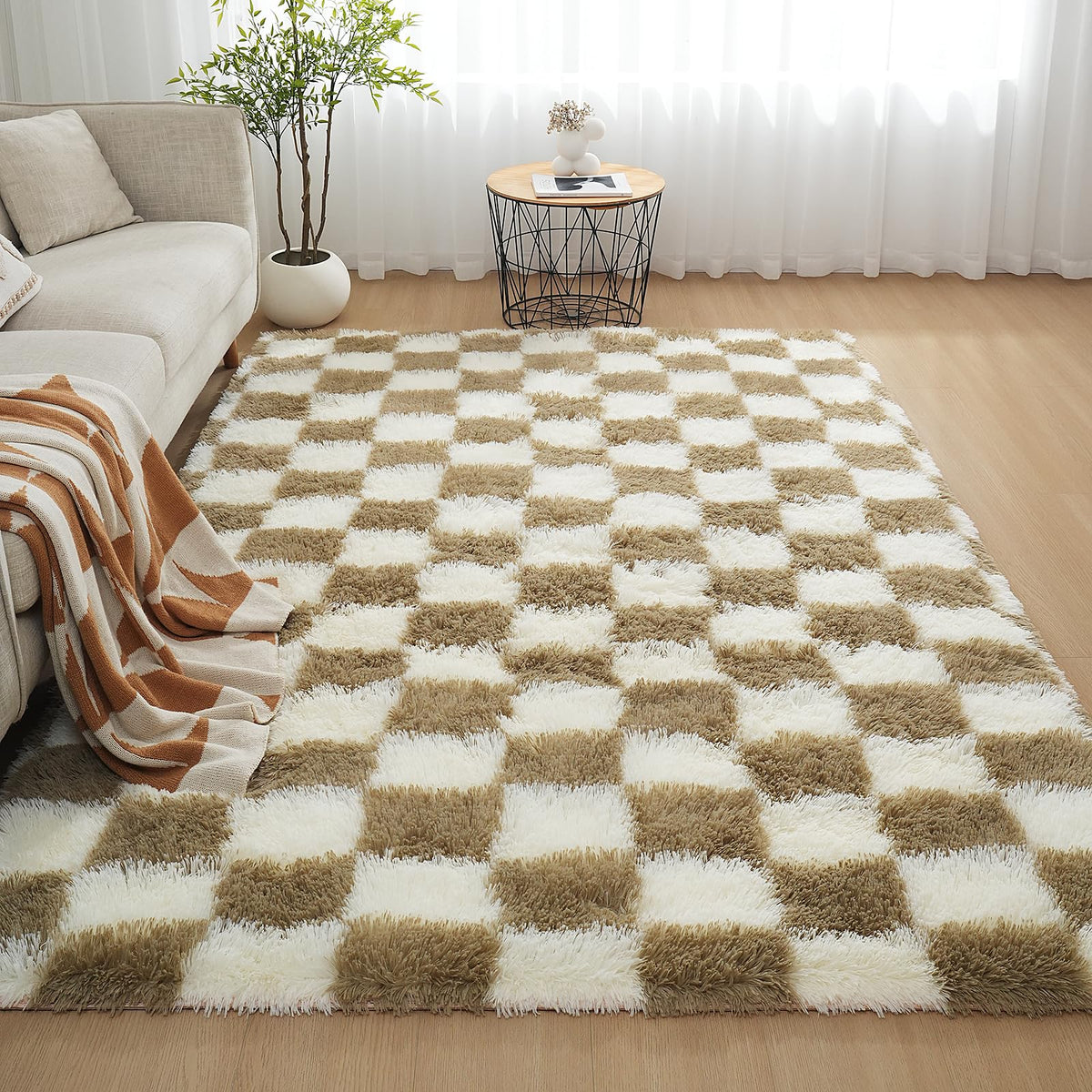 Shag Area Rugs for Bedroom Living Room,8X10 Ultra Soft Fluffy Area Rugs for Dorm,Indoor Carpet Plush Rugs for Living Room Home Decor,Tie-Dye Grey