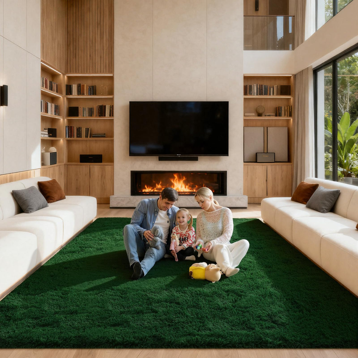 5x7 Large Fluffy Area Rugs for Living Room Bedroom, Light Tan