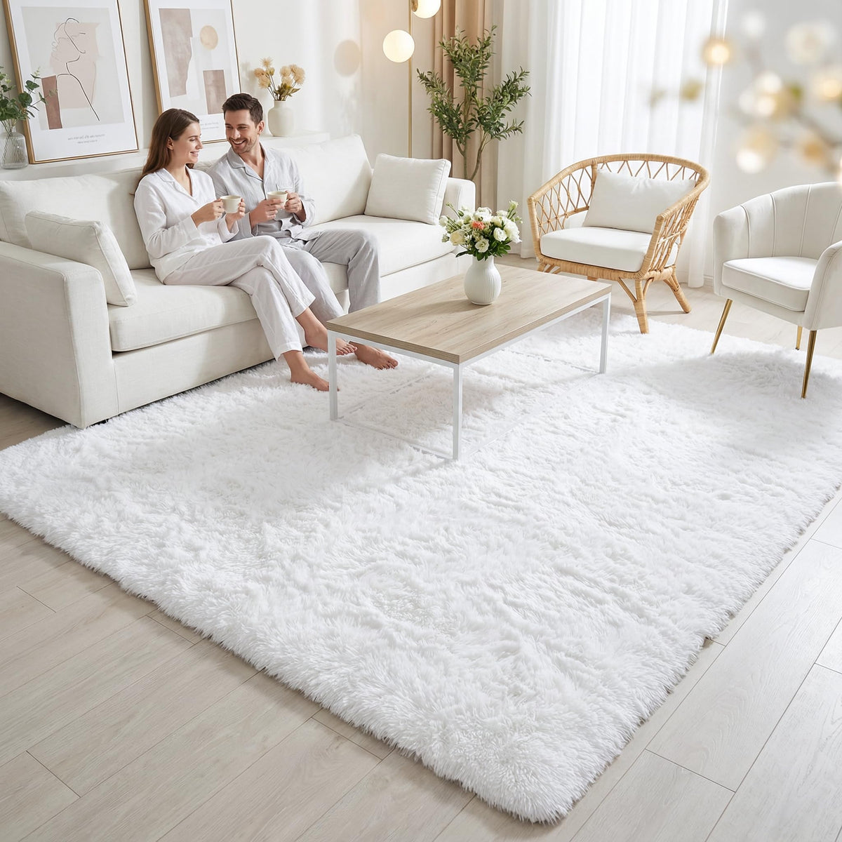 Merelax Soft Modern Indoor Large Shaggy Rug for Livingroom Bedroom Dorm Kids Room Home Decor, Non-Slip Plush Fluffy Furry Fur Area Rugs Comfy Nursery Accent Floor Carpet 9x12 Feet, Black