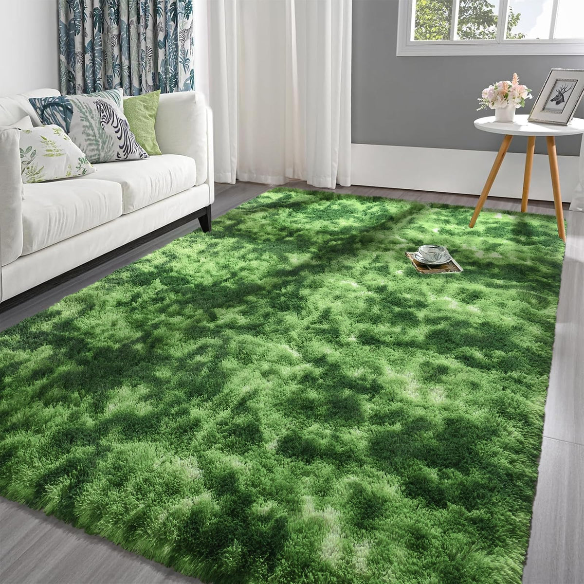 Pettop Fluffy Sage Green Rug for Bedroom Living Room, 6x9 Feet Super Soft Shaggy Plush Fuzzy Rugs for Girls Kids Boys, Non-Slip and Washable Rug for Nursery Classroom, Carpet for Rooms Decor