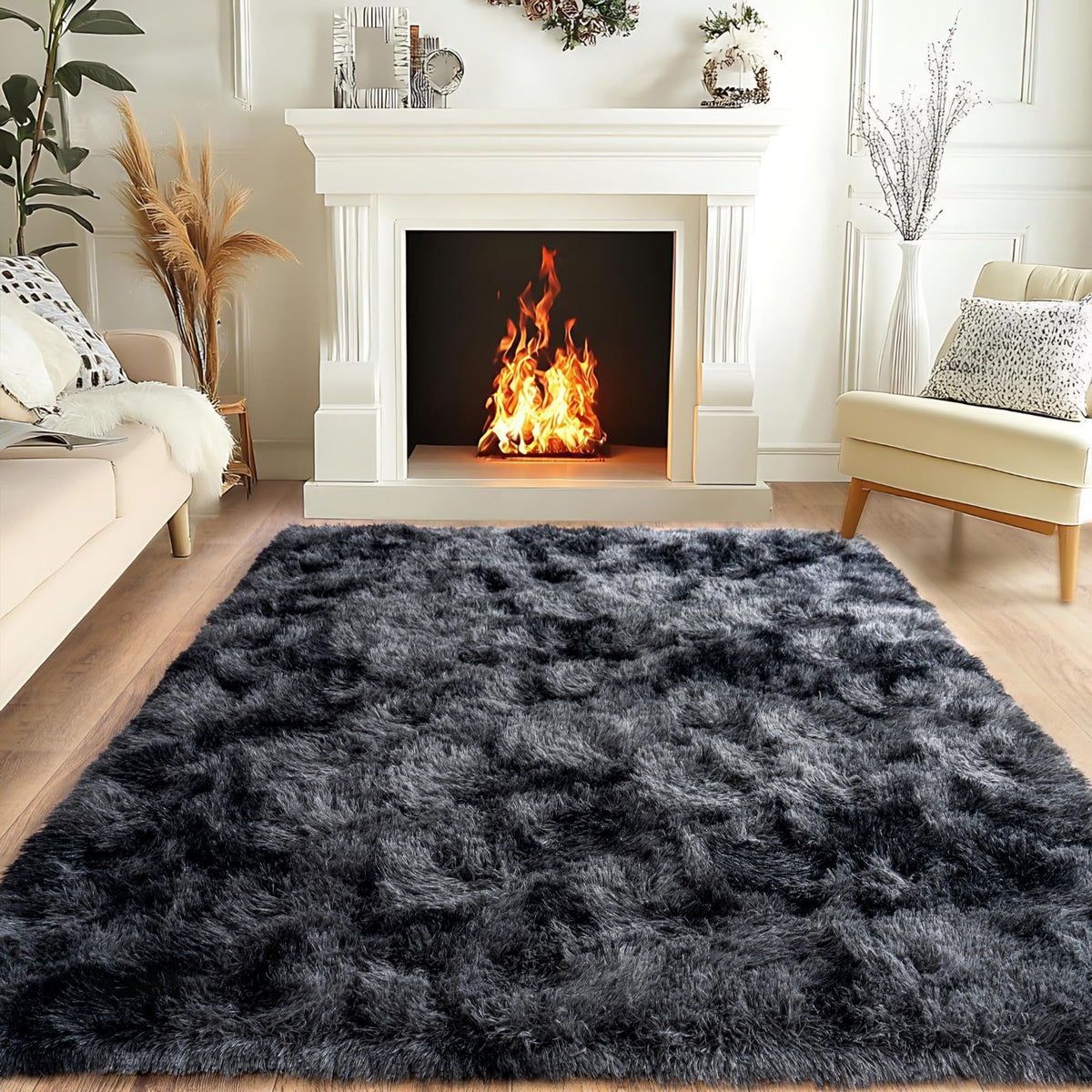 Pionblank 8x10 Rug for Living Room, Fluffy Large Area Rug, Cream White