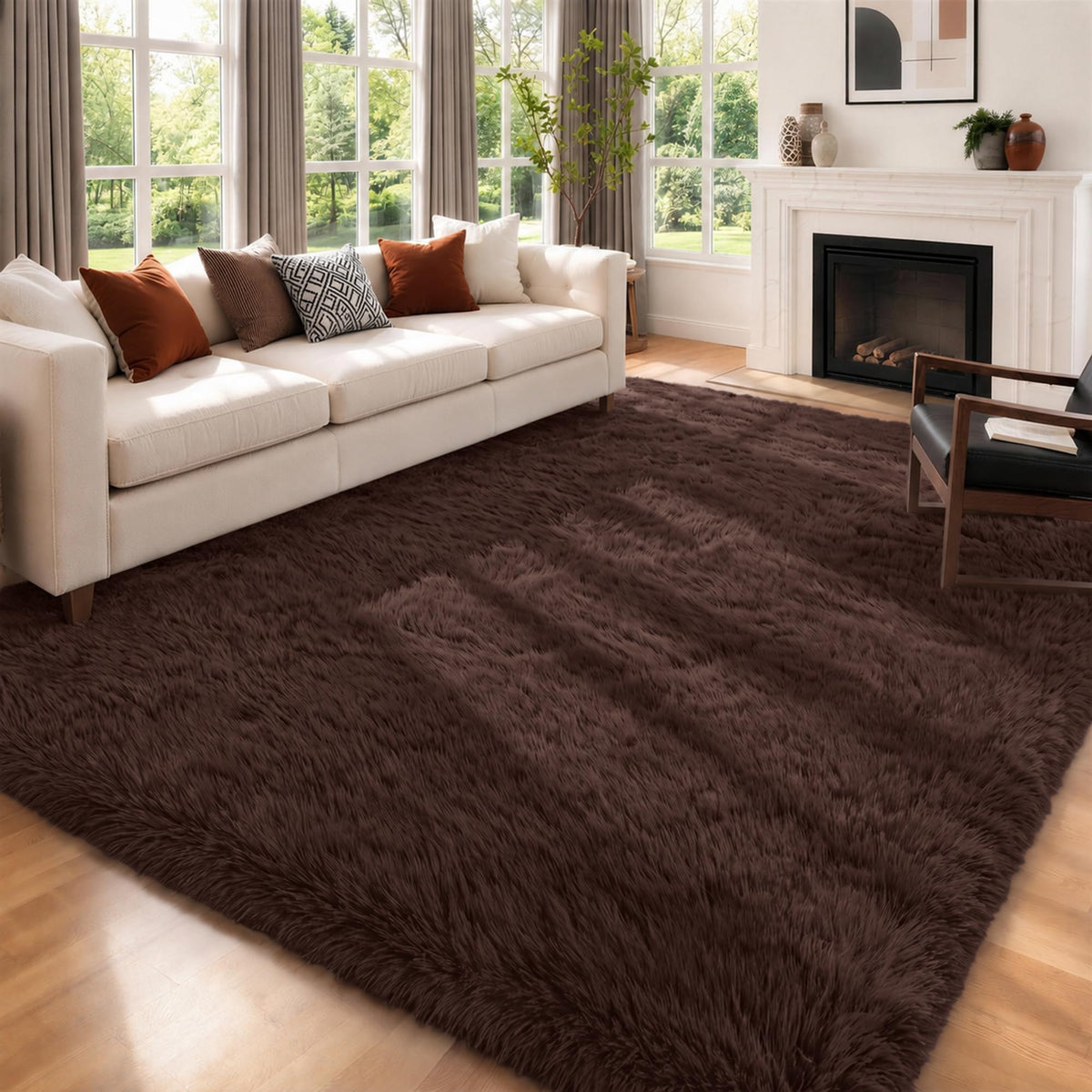 8x10 Area Rugs for Living Room Bedroom,Ultra Soft Fluffy Shag Rug Grey
