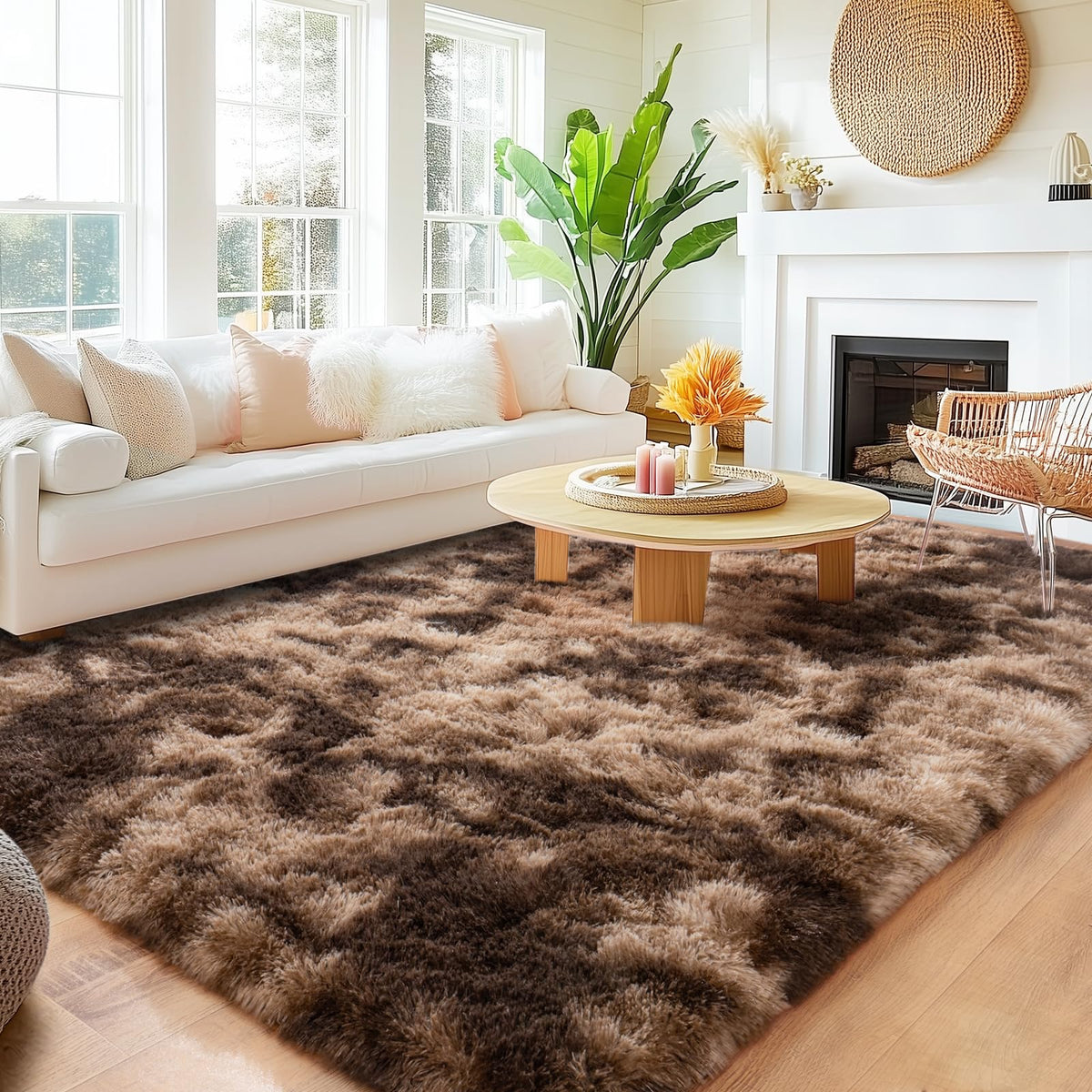 8x10 Area Rugs for Living Room, Large Ultra Fluffy Fuzzy Shag Rug for Bedroom, Modern Plush Soft High Pile Upgrade Non-Slip Carpet for Kids Girls and Boys Room Decor, Tie-Dyed Blue Grey