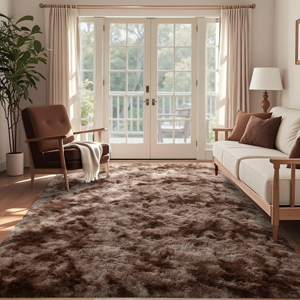 8x10 Ft Extra Large Shag Rugs for Living Room, Tie Dyed Ultra Soft Fluffy Furry Area Rugs for Bedroom Indoor Floor, Aesthetic Carpet for Kids Home Decor (Dark Grey)