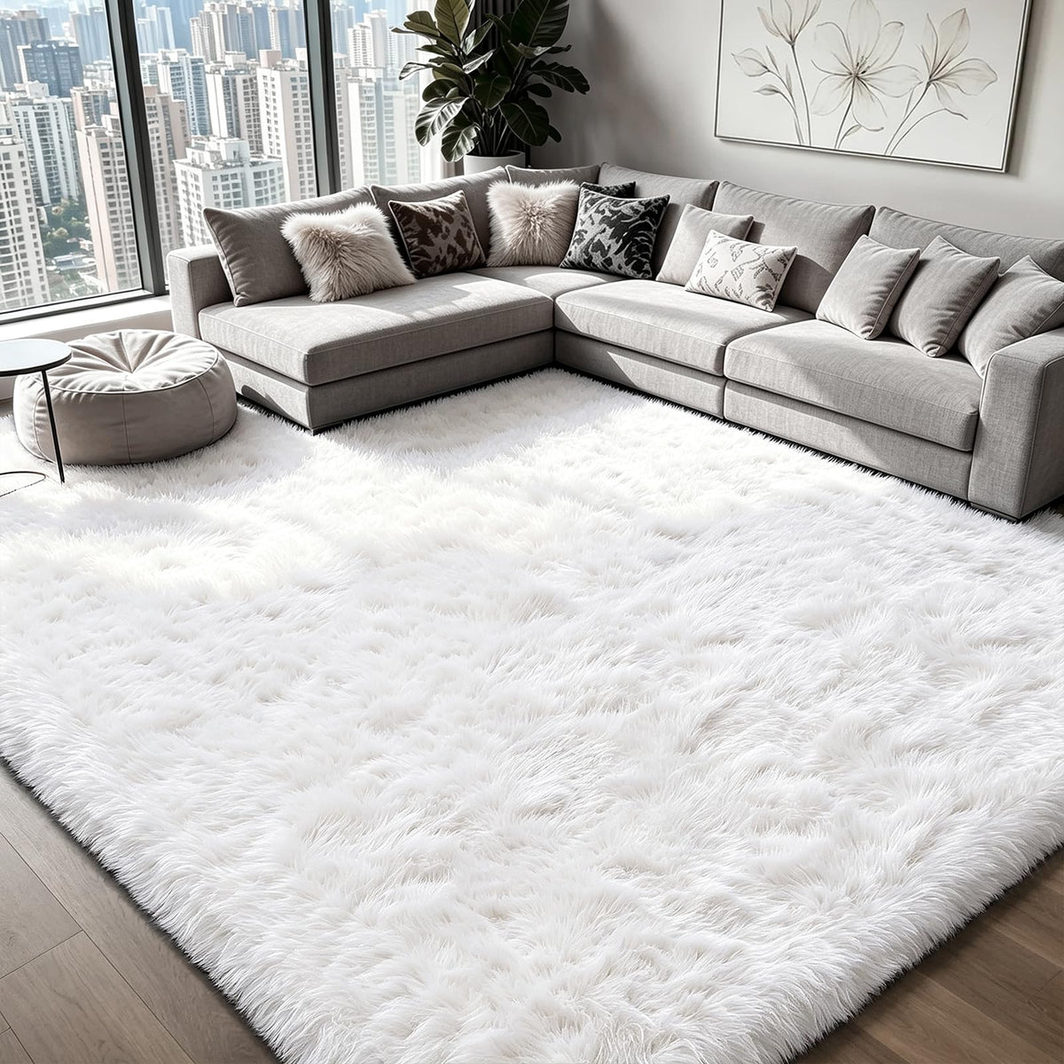 Shag Area Rugs for Bedroom Living Room,8X10 Ultra Soft Fluffy Area Rugs for Dorm,Indoor Carpet Plush Rugs for Living Room Home Decor,Tie-Dye Grey