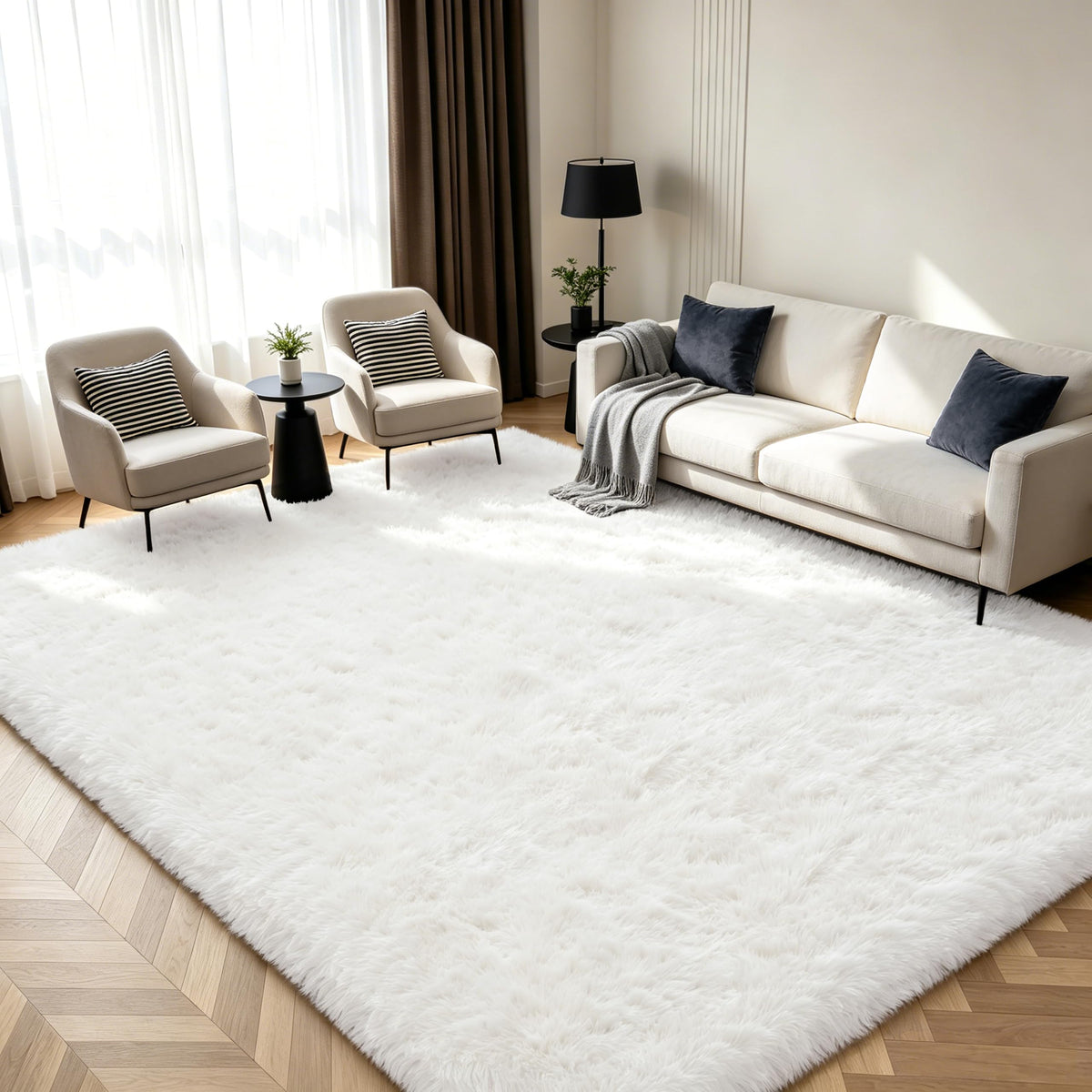 Shag Area Rugs for Bedroom Living Room,8X10 Ultra Soft Fluffy Area Rugs for Dorm,Indoor Carpet Plush Rugs for Living Room Home Decor,Tie-Dye Grey