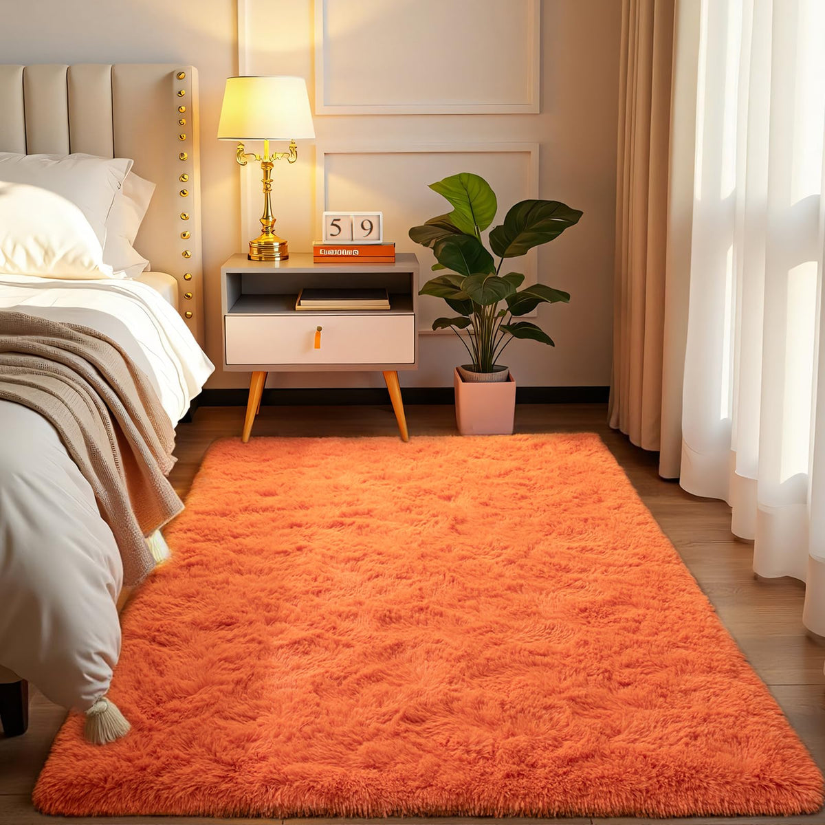 Softlife Dark Purple Area Rug for Bedroom, Fluffy Shag Plush 3x5 Rugs for Living Room Girls, Shaggy Throw Soft Fuzzy Small Kids Carpet for Dorm Bedside Ultra Cozy Non-Slip Indoor Decor