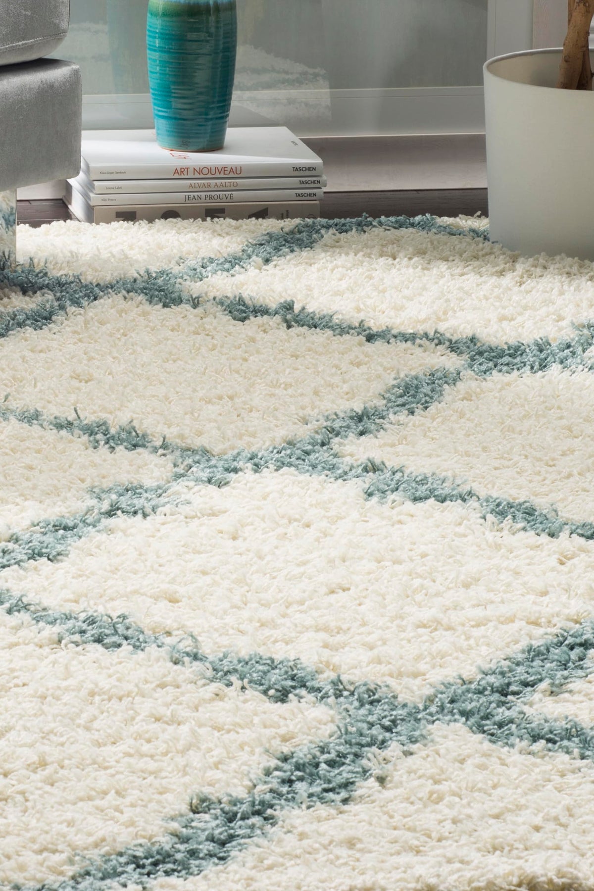 SAFAVIEH Dallas Shag Collection 8' x 10' Beige/Ivory SGD257D Trellis Non-Shedding Living Room Bedroom Dining Room Entryway Plush 1.5-inch Thick Area Rug