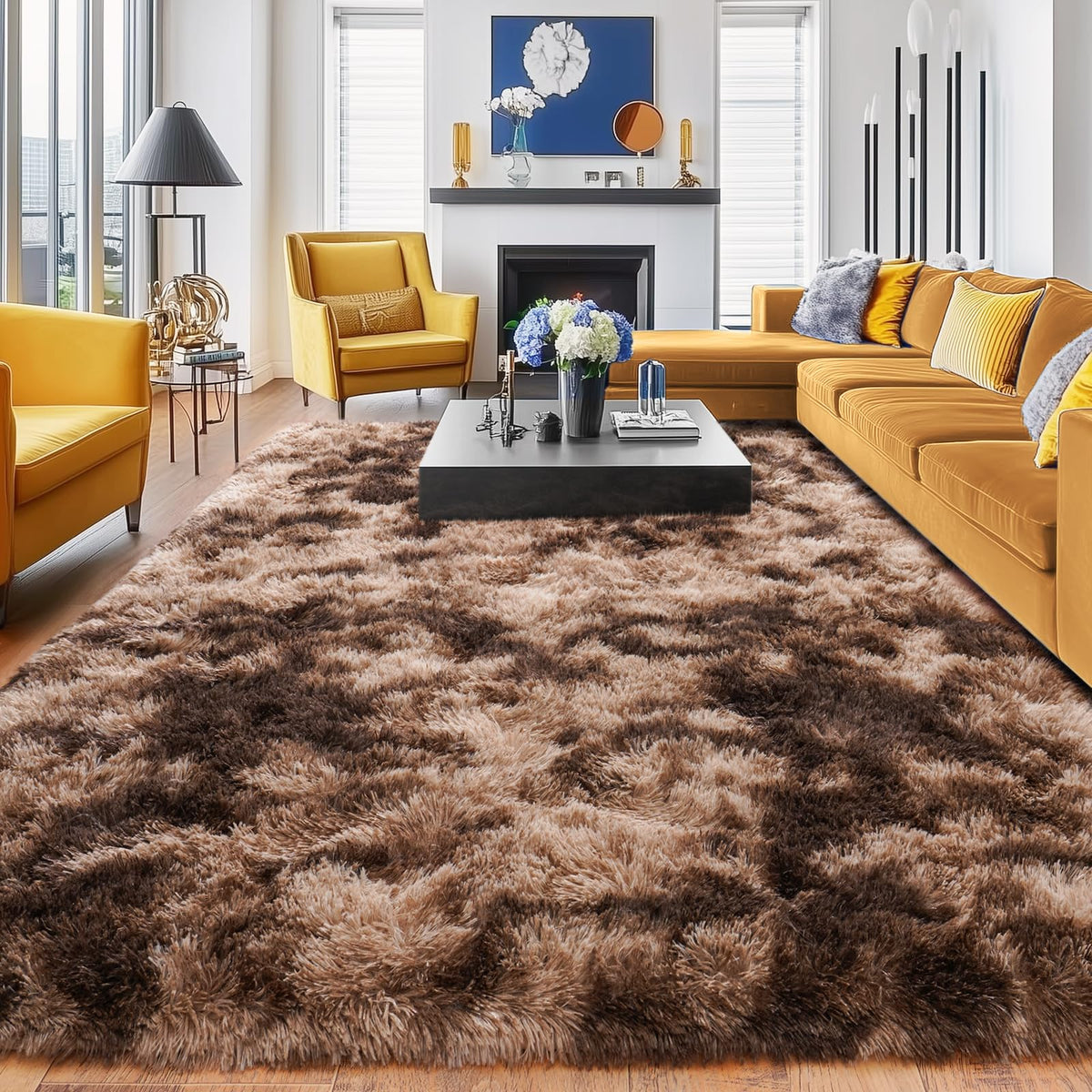 8x10 Area Rugs for Living Room, Ultra Soft Large Shag Black Bedroom Rug Upgrade Non-Slip Plush Modern Fluffy Carpet for Kids Boys Girls Room Home Decor Aesthetic