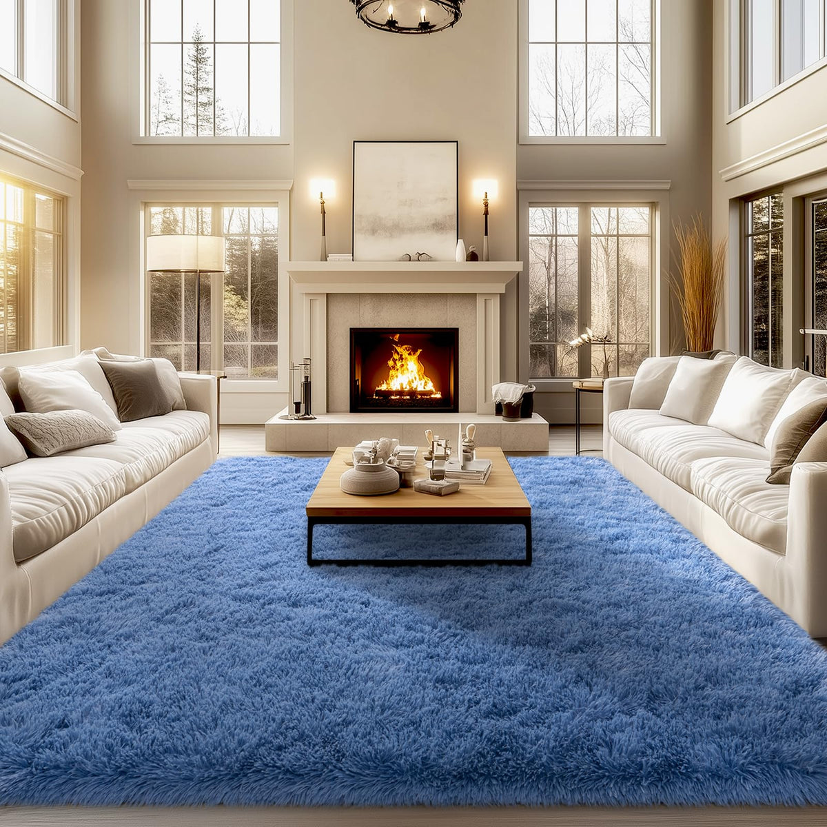 qulint Large Area Rug for Living Room 10x14, Fluffy Tan Rug for Bedroom