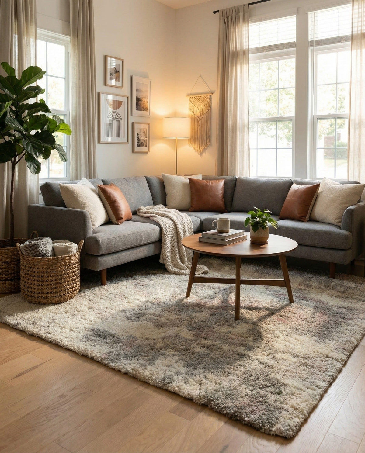 Rugs.com - Soft Touch Shag Rug – 7' 1 x 10' Khaki Shag Rug – Plush Easy-Clean Area Rug, Ideal for Bedrooms, Living Rooms, and Offices