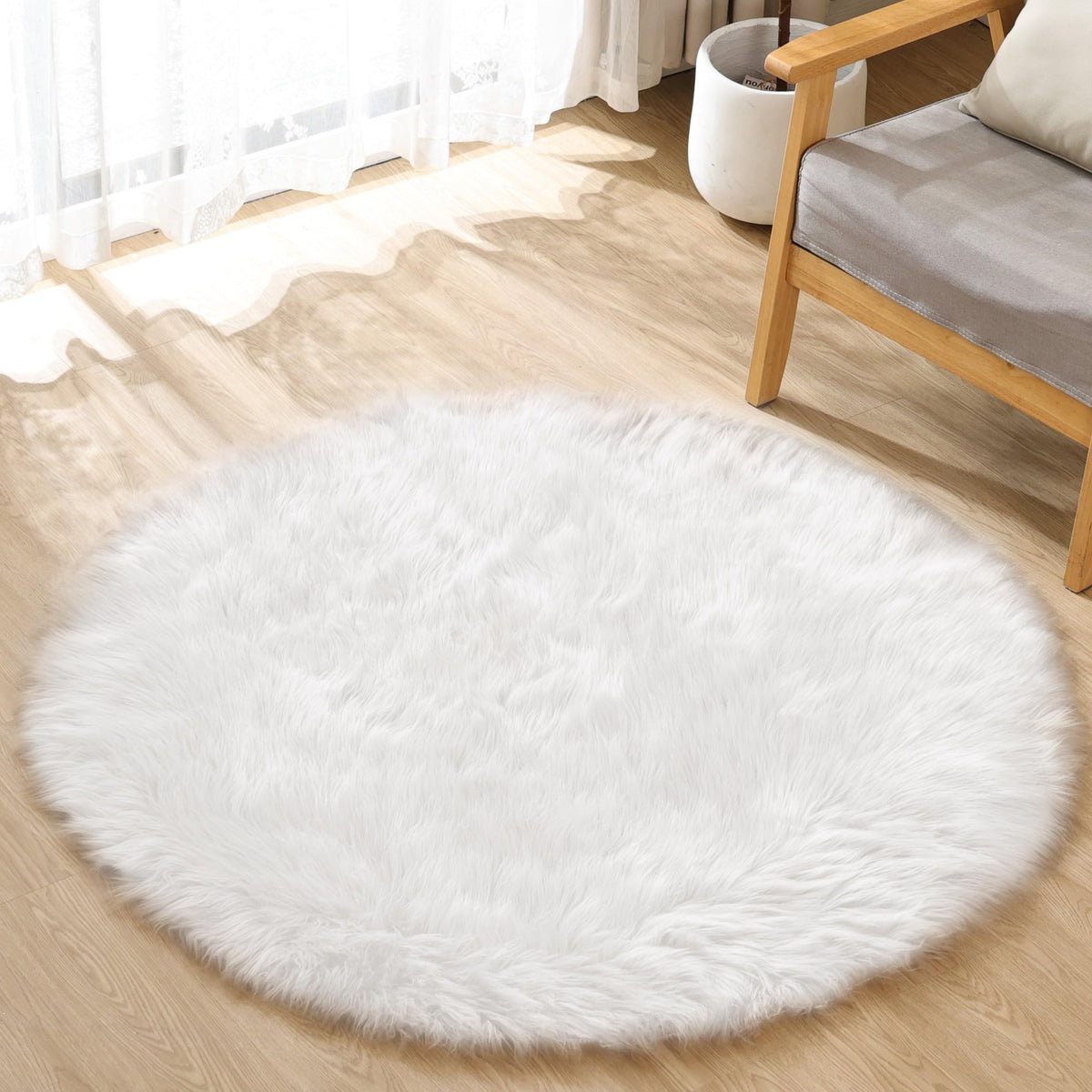 ORINOVA Beige Shag Faux Sheepskin Washable 4X6 Fur Rug for Living Room Bedroom Fluffy Furry Area Rug Rectangle Nursery Decor Rug