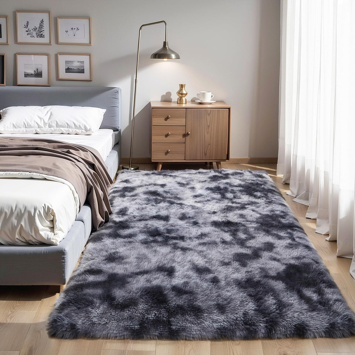 KICHOWUA 4x6 Fluffy Fuzzy Kids Shag Rainbow Rug for Girls Bedroom Playroom