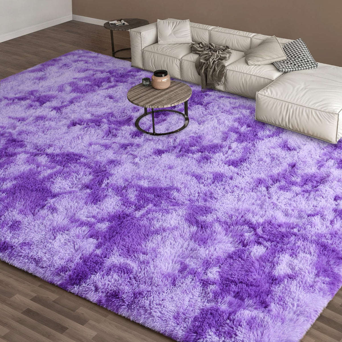 EVOIONOS Area Rug for Bedroom Living Room, Machine Washable 5x7 Fluffy Shag Rug, Soft Plush Non Slip Carpet for Indoor Floor Bedside Nursery Kids Girls Room Dorm, Home Decor Aesthetic, ‌Tie-Dye Camel