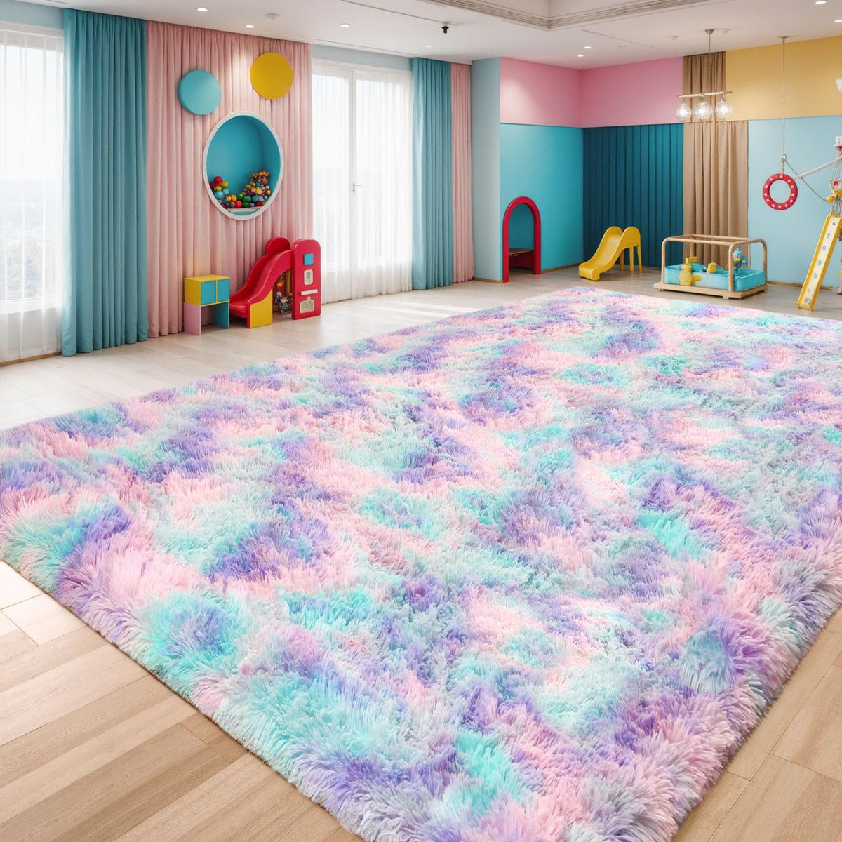 Sour Lemon 8x10 Area Rugs for Bedroom Living Room, Fluffy Shag Cream