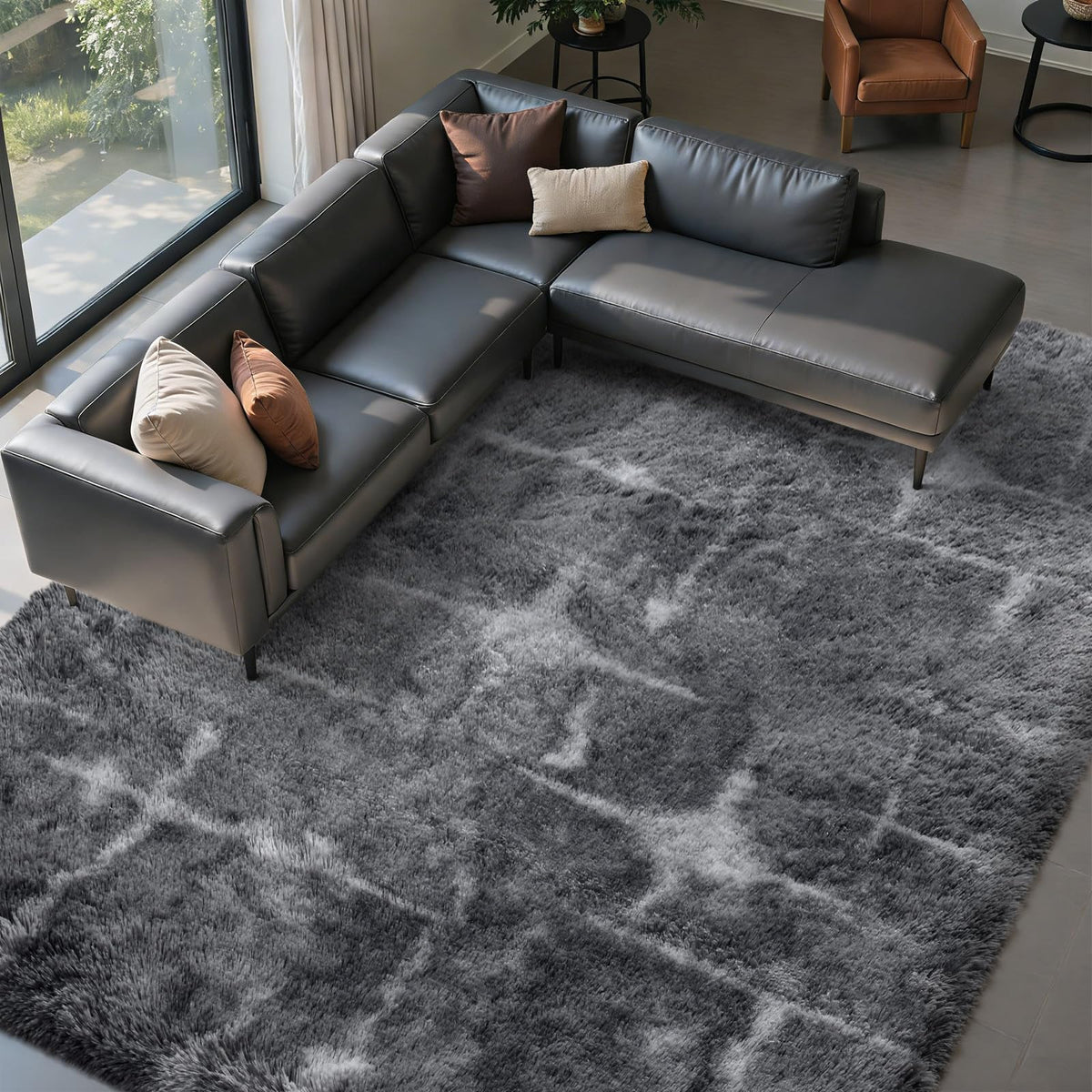 8x10 Area Rugs for Living Room Fluffy Carpet(Black)