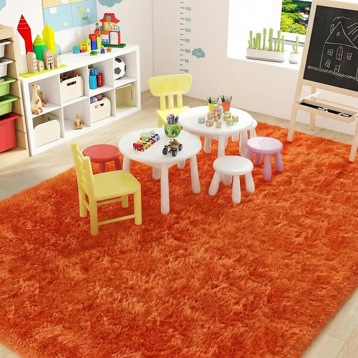 Orange 8x10 Area Rugs for Living Room Bedroom, Soft Plush Fluffy Large Rug
