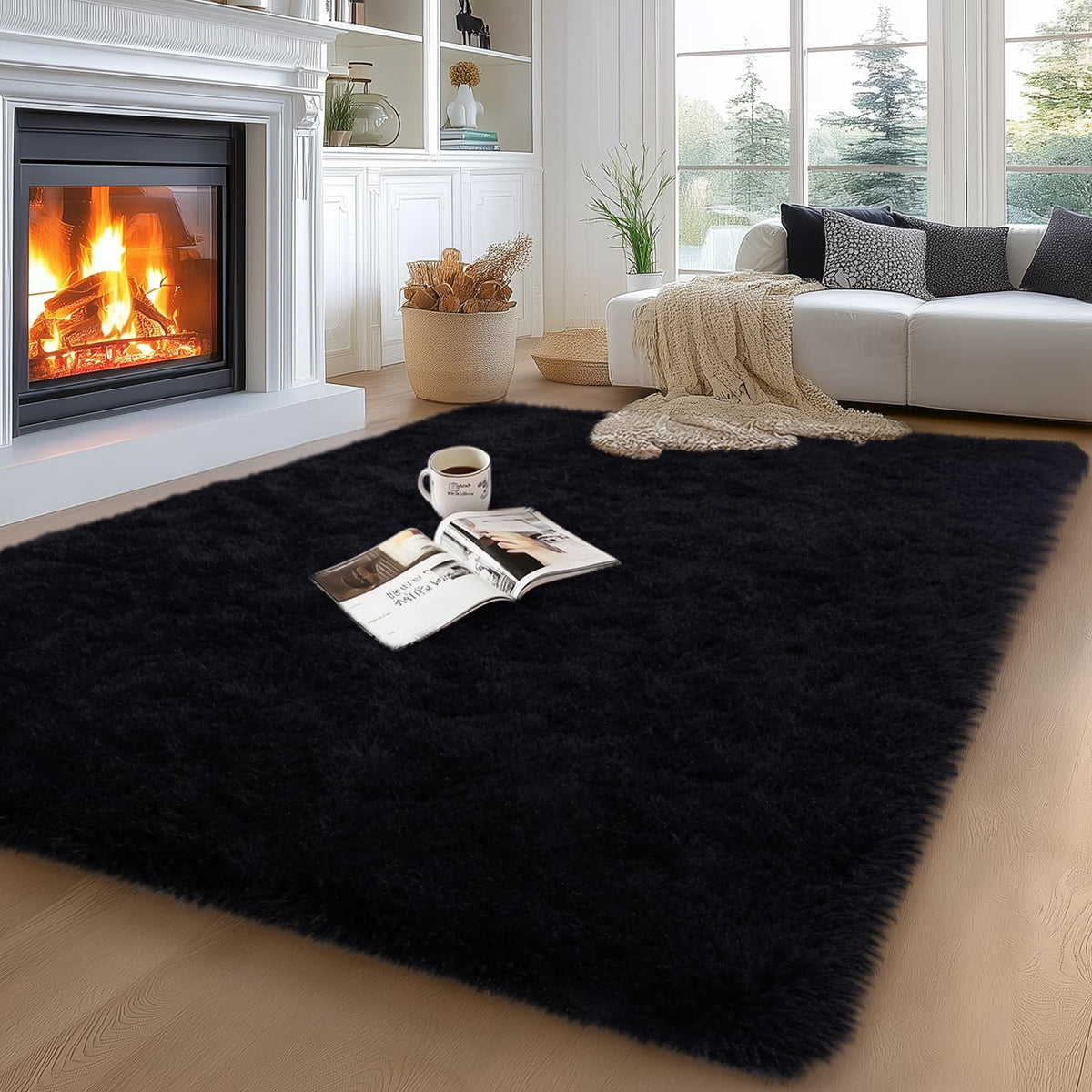 qulint Large Area Rug for Living Room 10x14, Fluffy Tan Rug for Bedroom