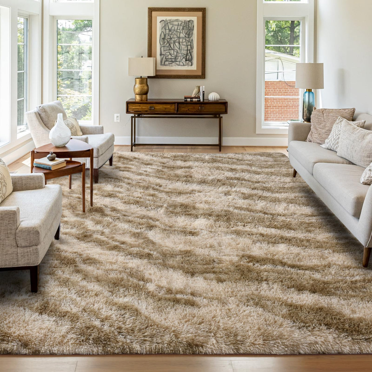 8x10 Area Rugs for Living Room Fluffy Carpet(Black)