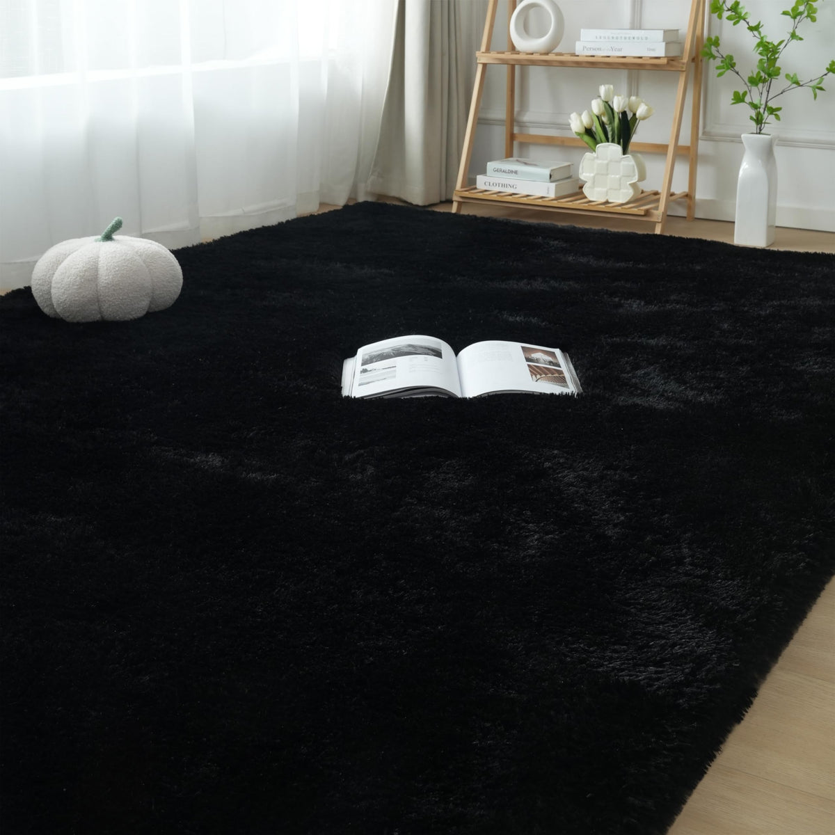 Grey Shag Rug for Living Room 6x9 - Soft Fluffy Plush Area Carpet