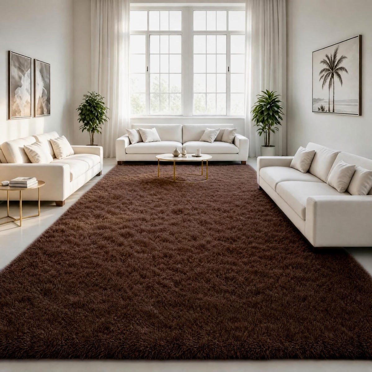 LOCHAS Area Rugs Fluffy Living Room Carpets for Kids Bedroom 6x9, Cream