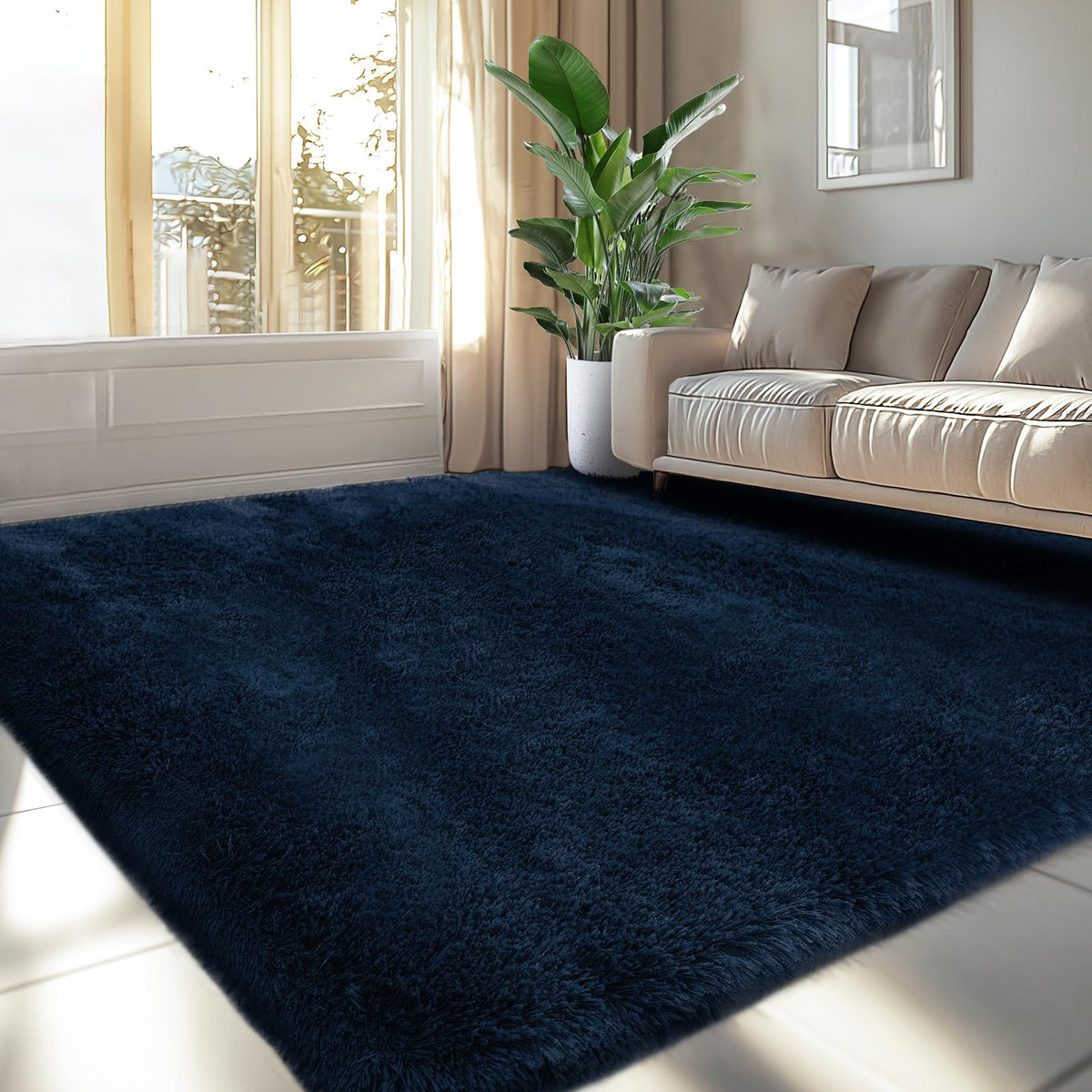 Topmaxcs Fluffy 8x10 Area Rug for Living Room – Grey Shag Plush Rugs