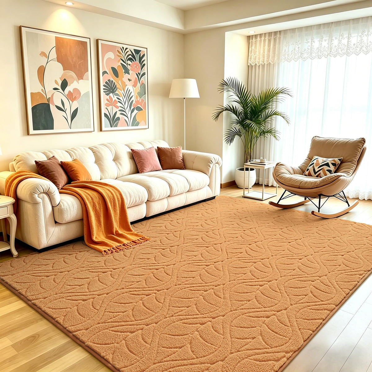 5x7 Black Fluffy Shag Area Rug for Living Room Bedroom