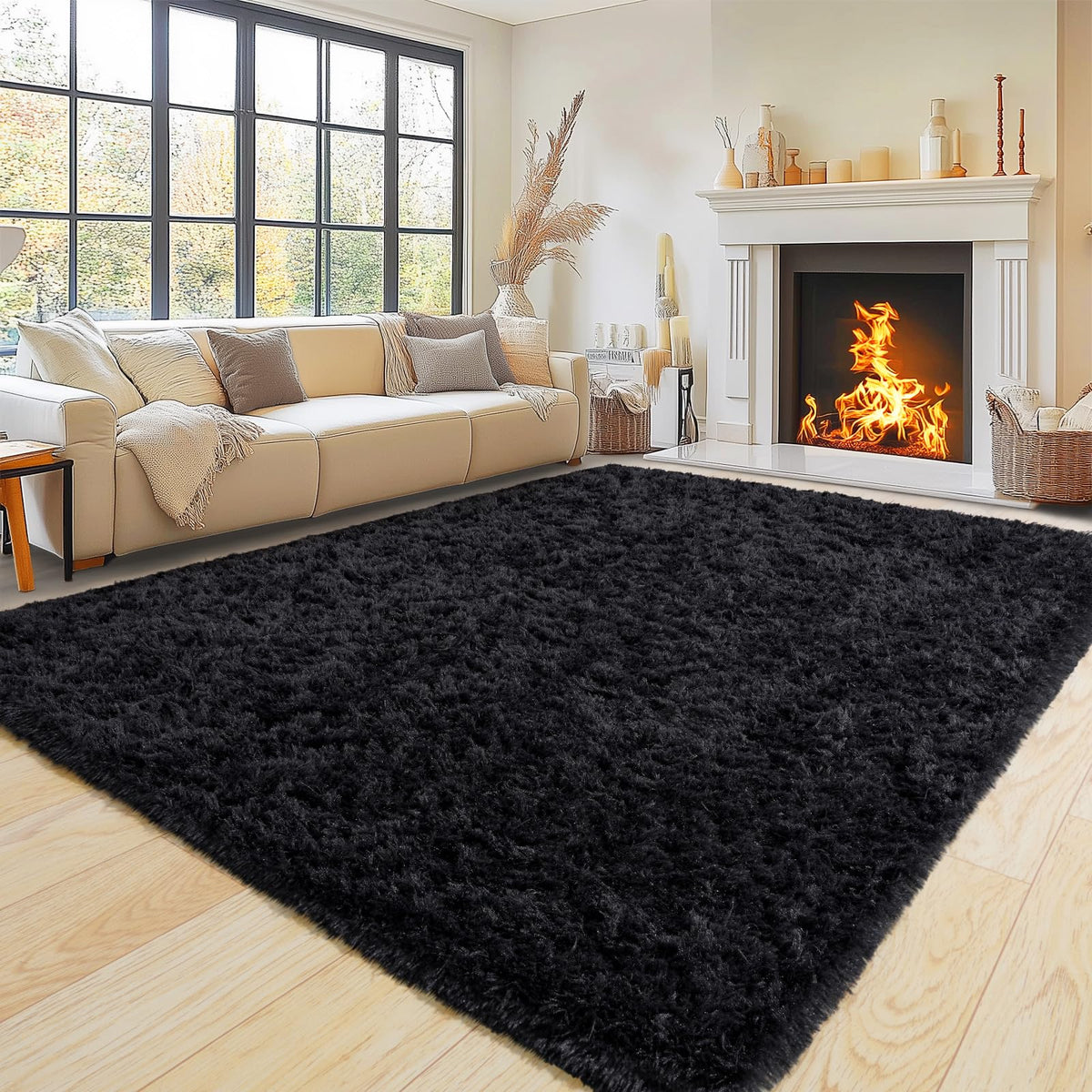Pionblank 8x10 Rug for Living Room, Fluffy Large Area Rug, Cream White