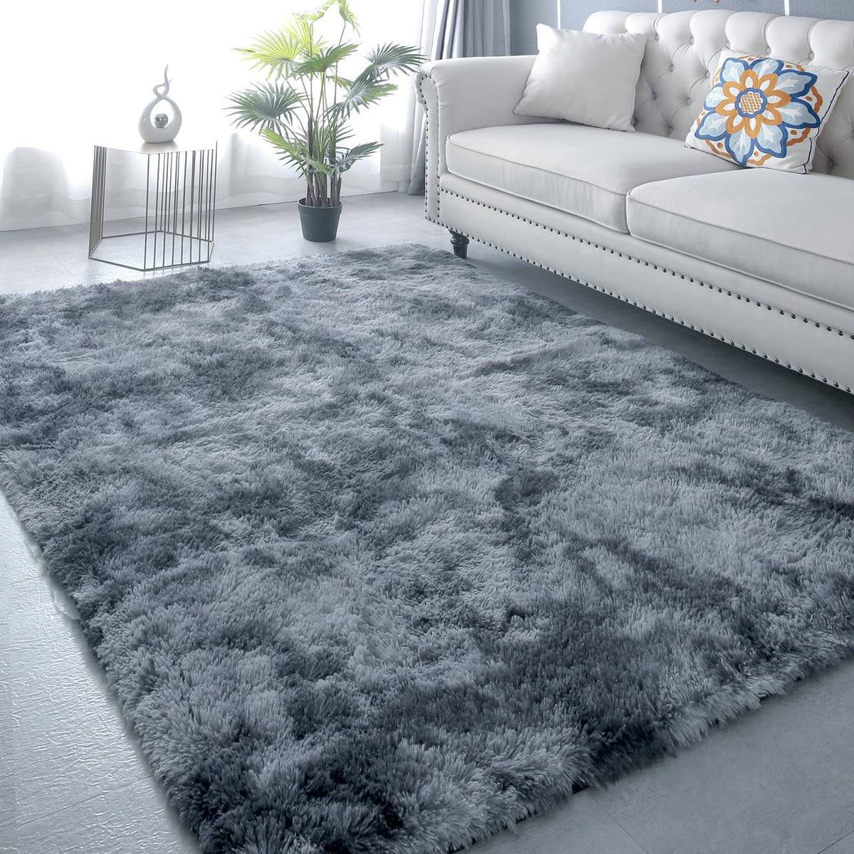 CAIYUECS White Fluffy Bedroom Rug 5x7 – Ultra Soft Shag Dorm Decor