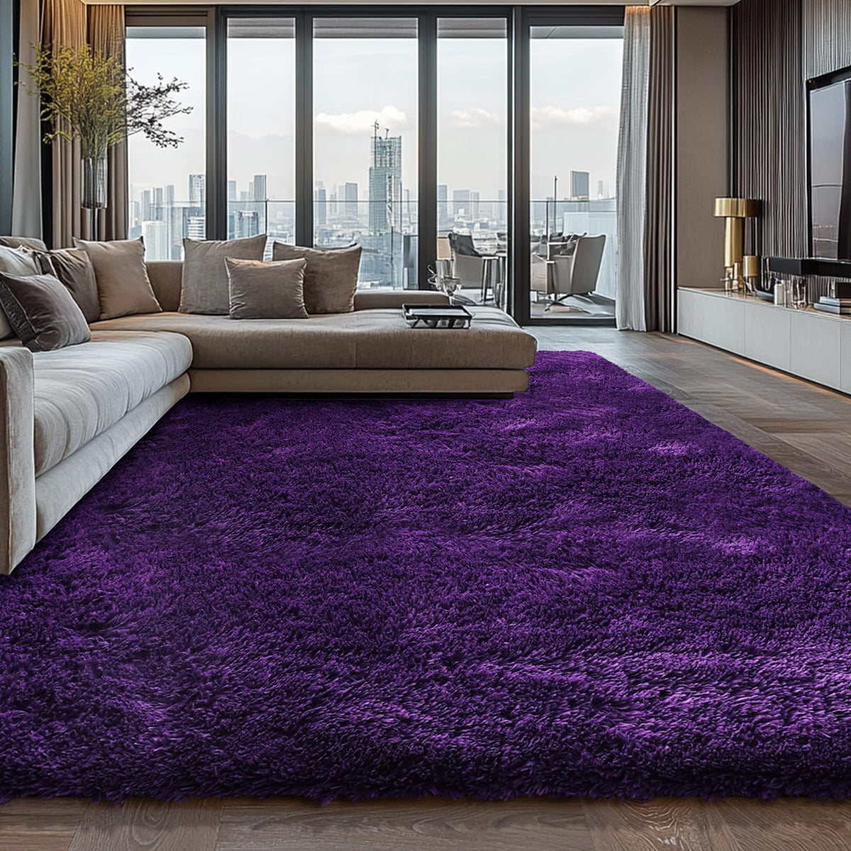 Shag Area Rugs for Bedroom Living Room,8X10 Ultra Soft Fluffy Area Rugs for Dorm,Indoor Carpet Plush Rugs for Living Room Home Decor,Tie-Dye Grey